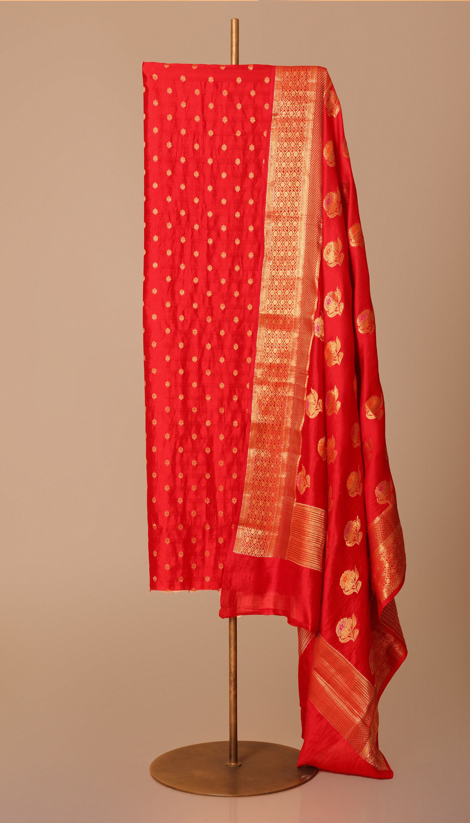 Red Chanderi SIlk Suit Piece