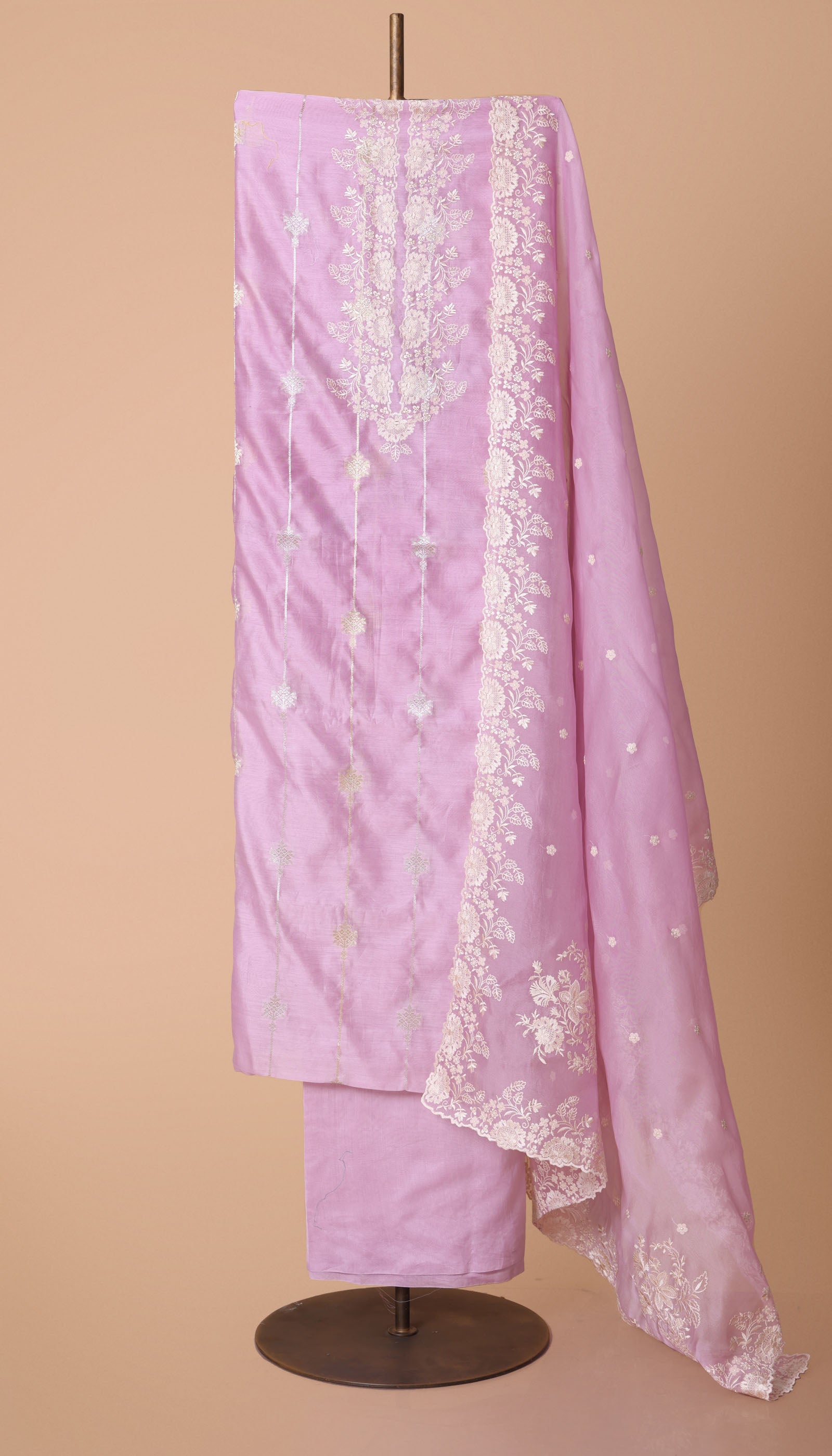 Lilac Chanderi Silk Suit Piece