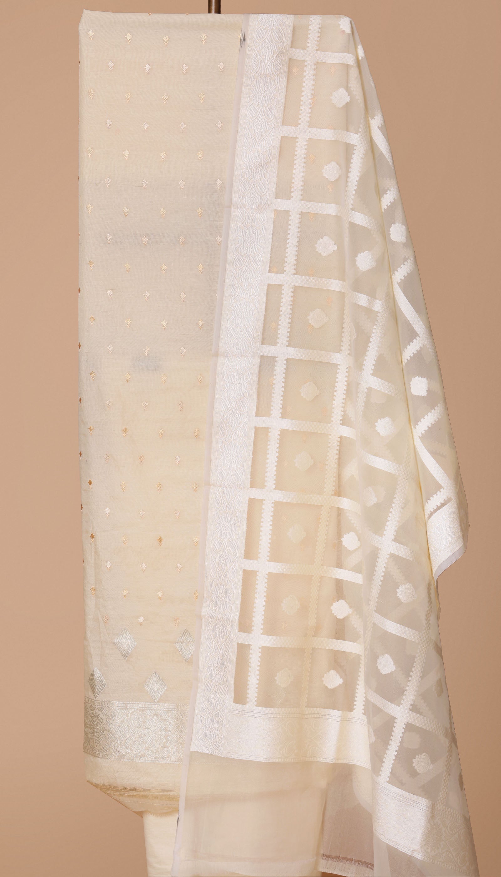 Ivory Chanderi Silk Suit Piece