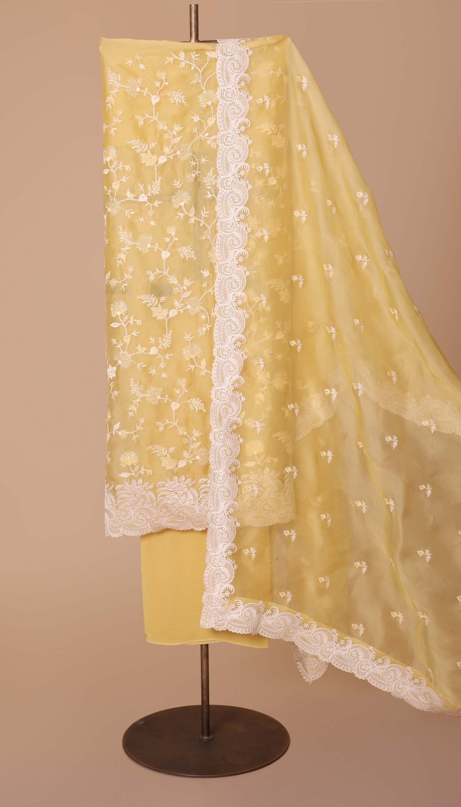 Yellow Organza Suit Piece