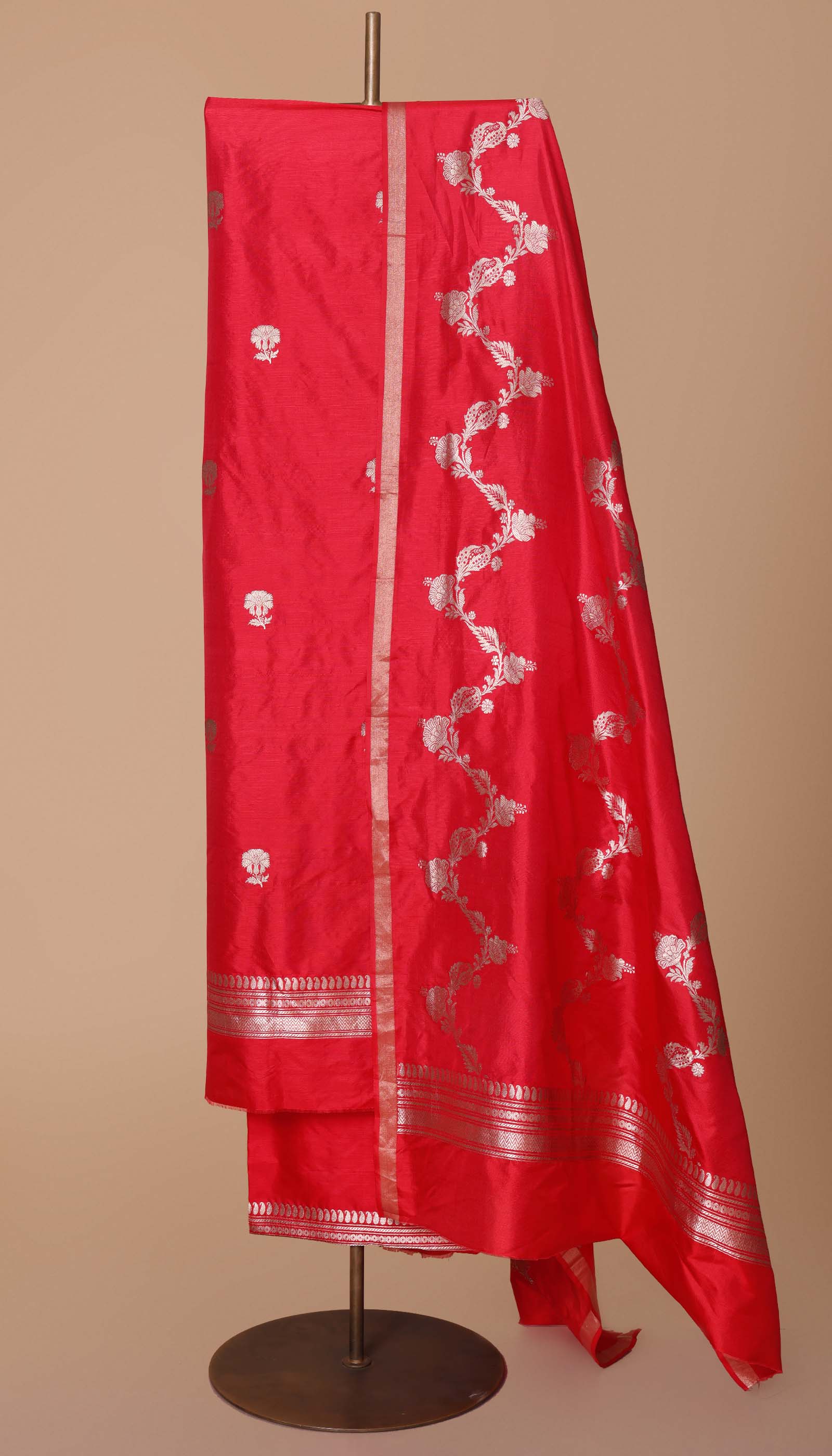 Red Pure Silk Suit Piece