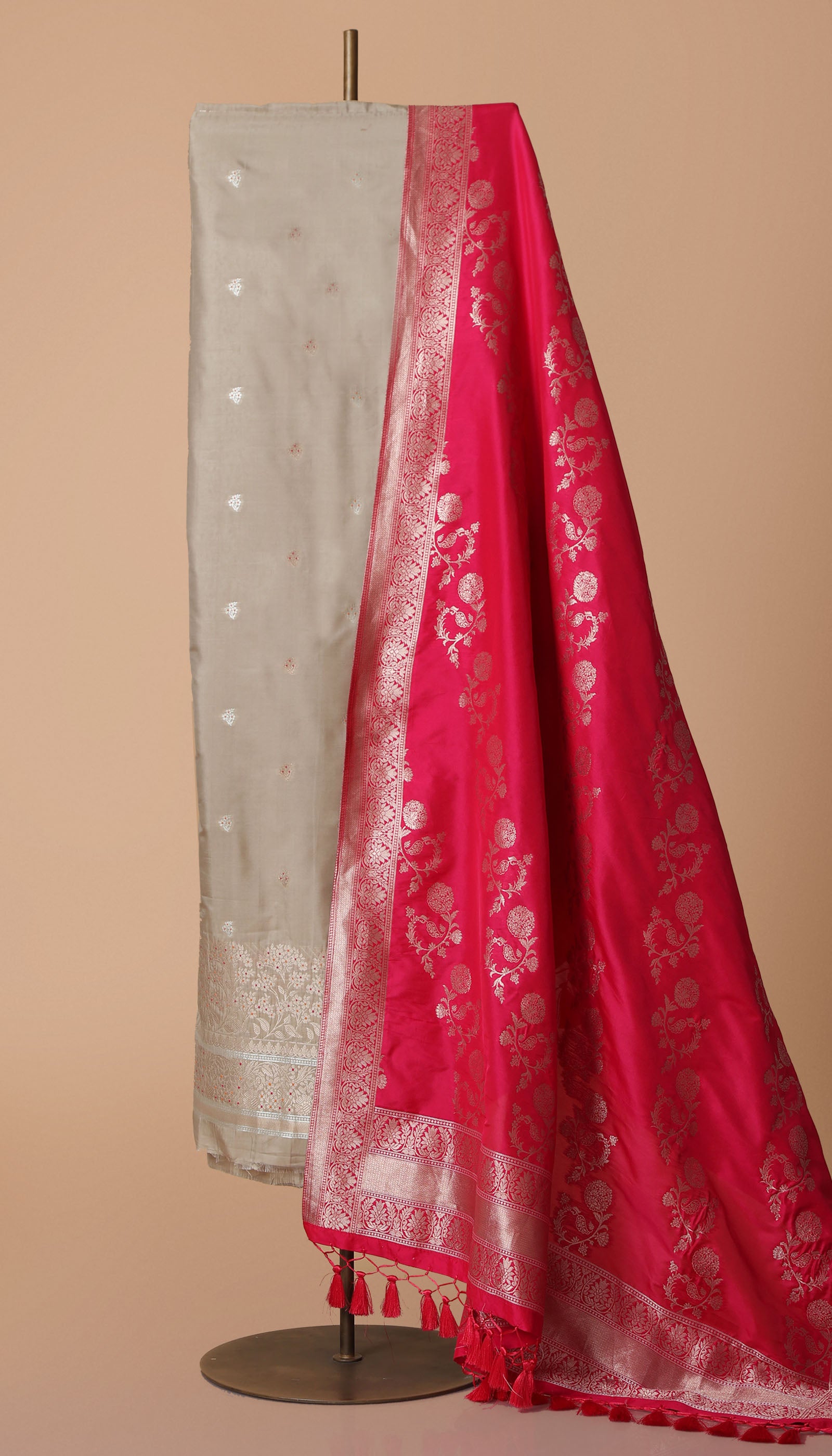 Beige Handloom Silk Suit Piece