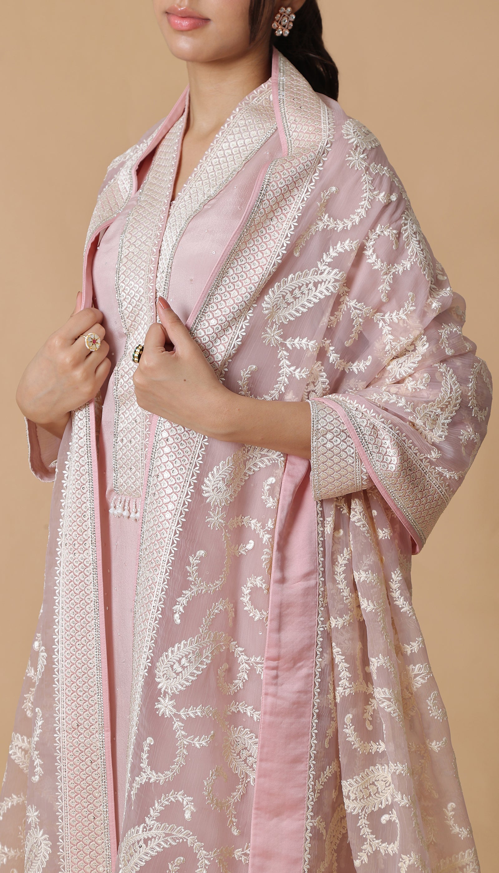 Peach Chiffon Sharara Set