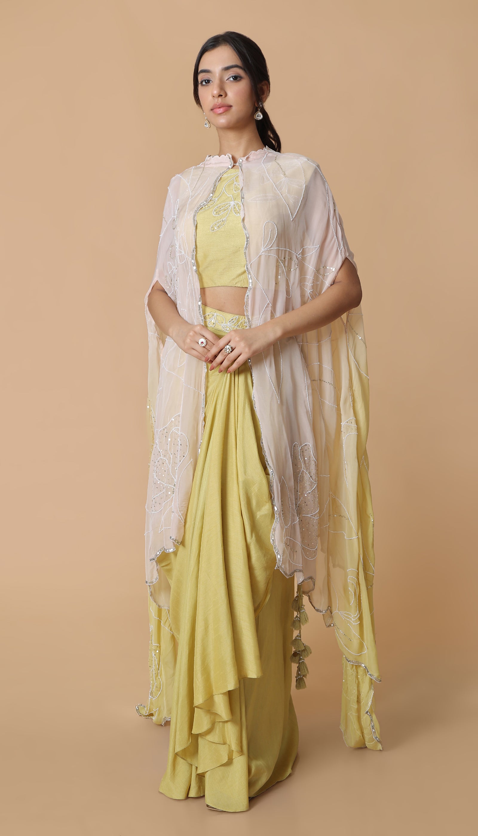 Yellow Dhoti Skirt set