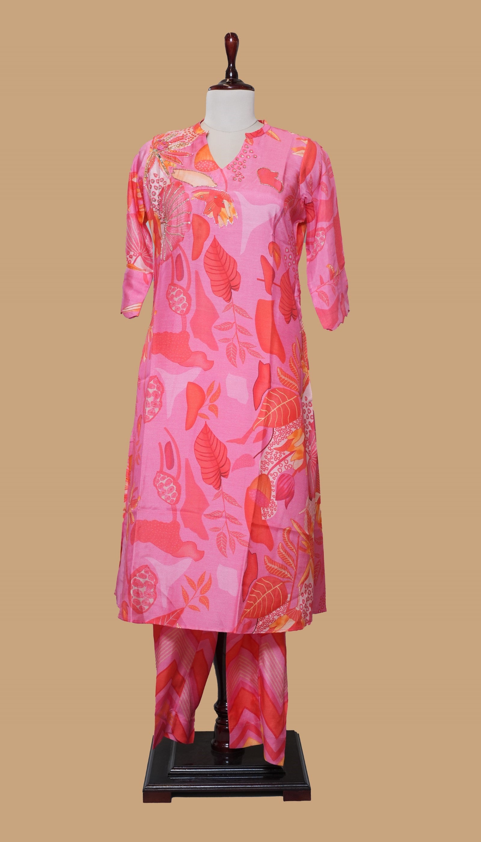 CHANDERI COTTON PRINTED KURTA SET