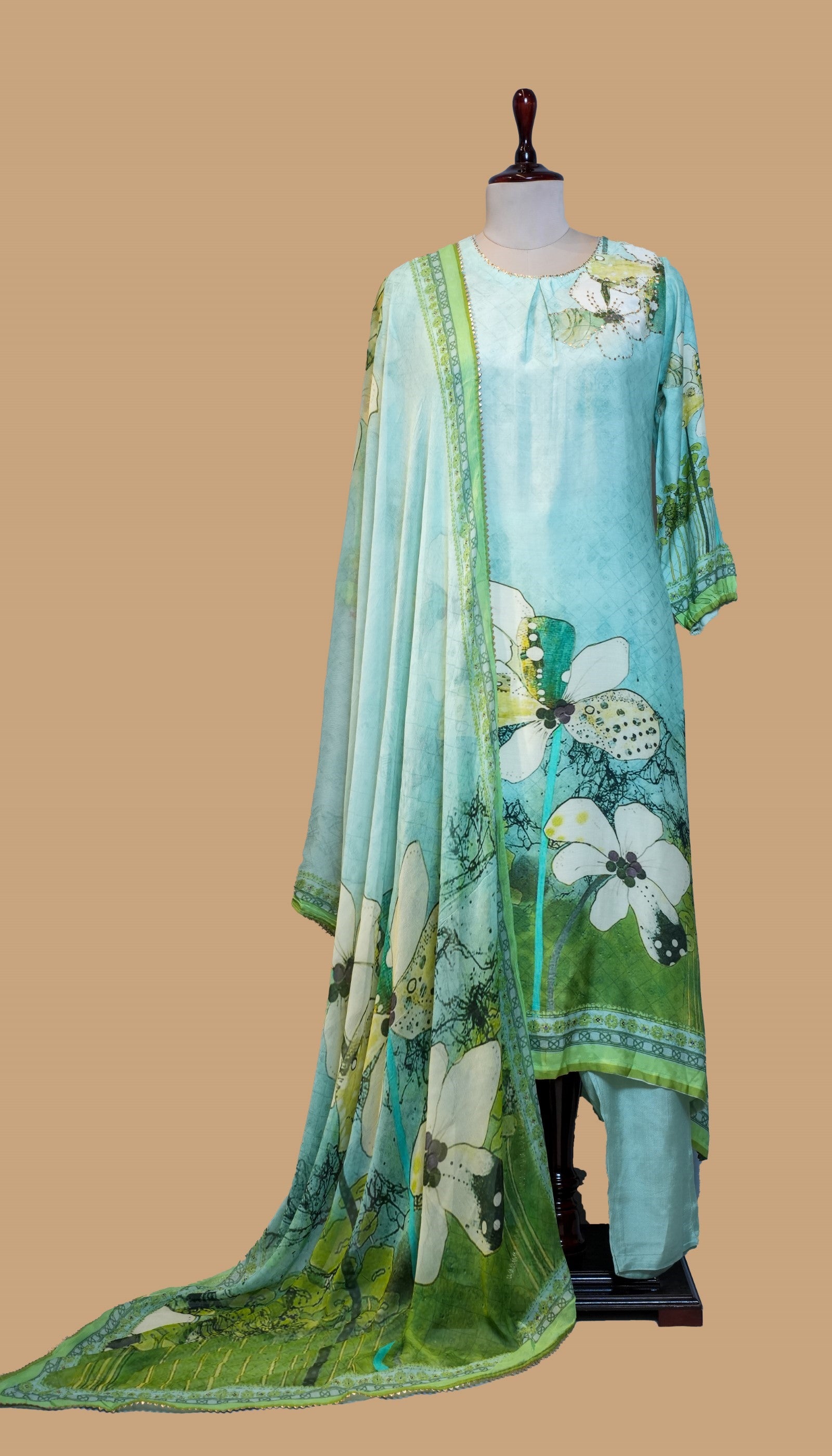 SHADED CHANDERI COTTON SUIT SET