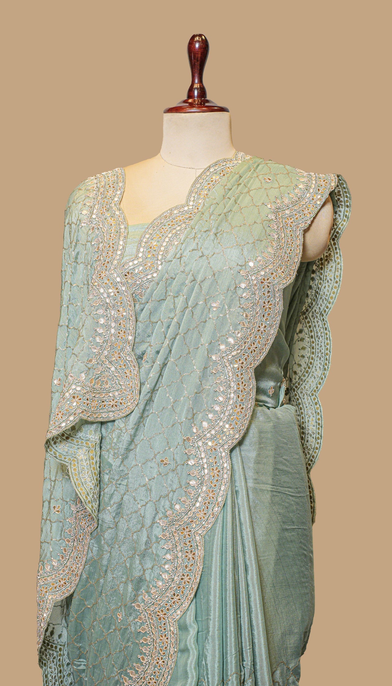 AQUA CREPE SAREE