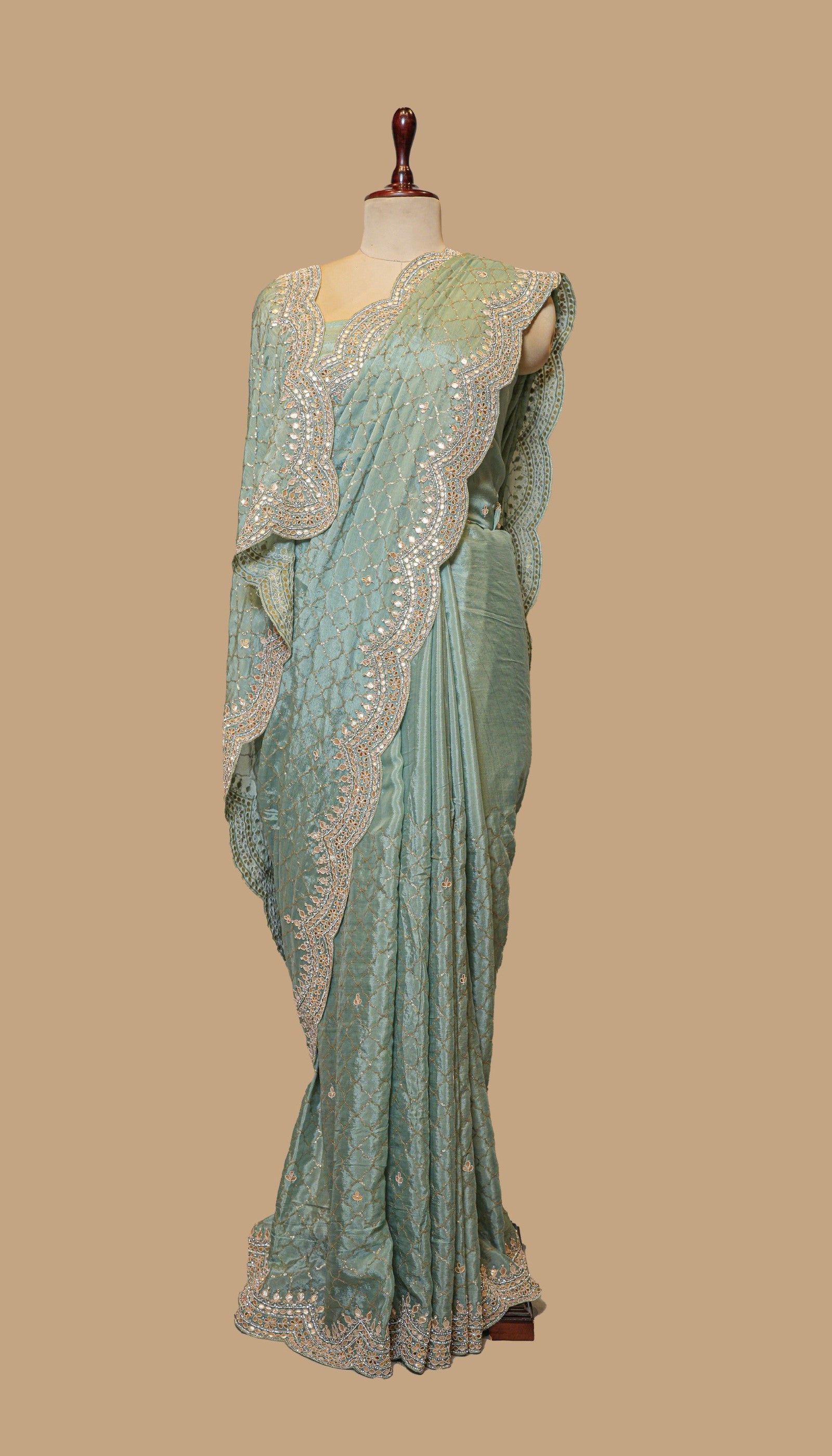 AQUA CREPE SAREE