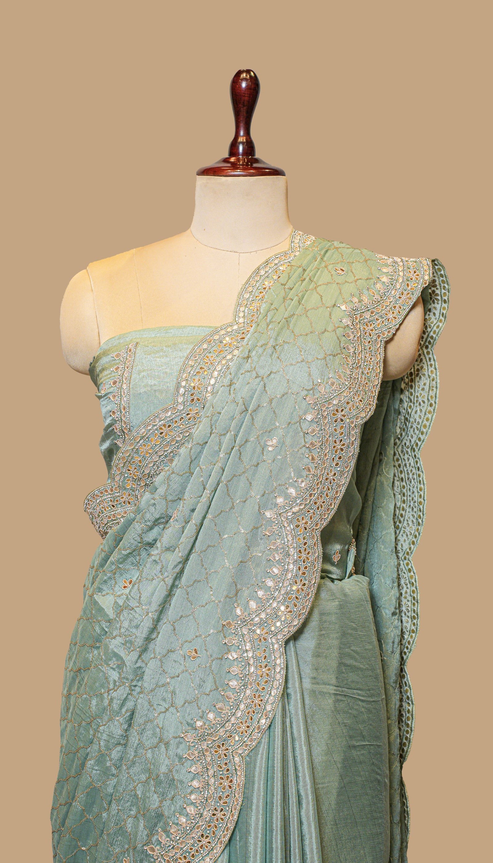 AQUA CREPE SAREE