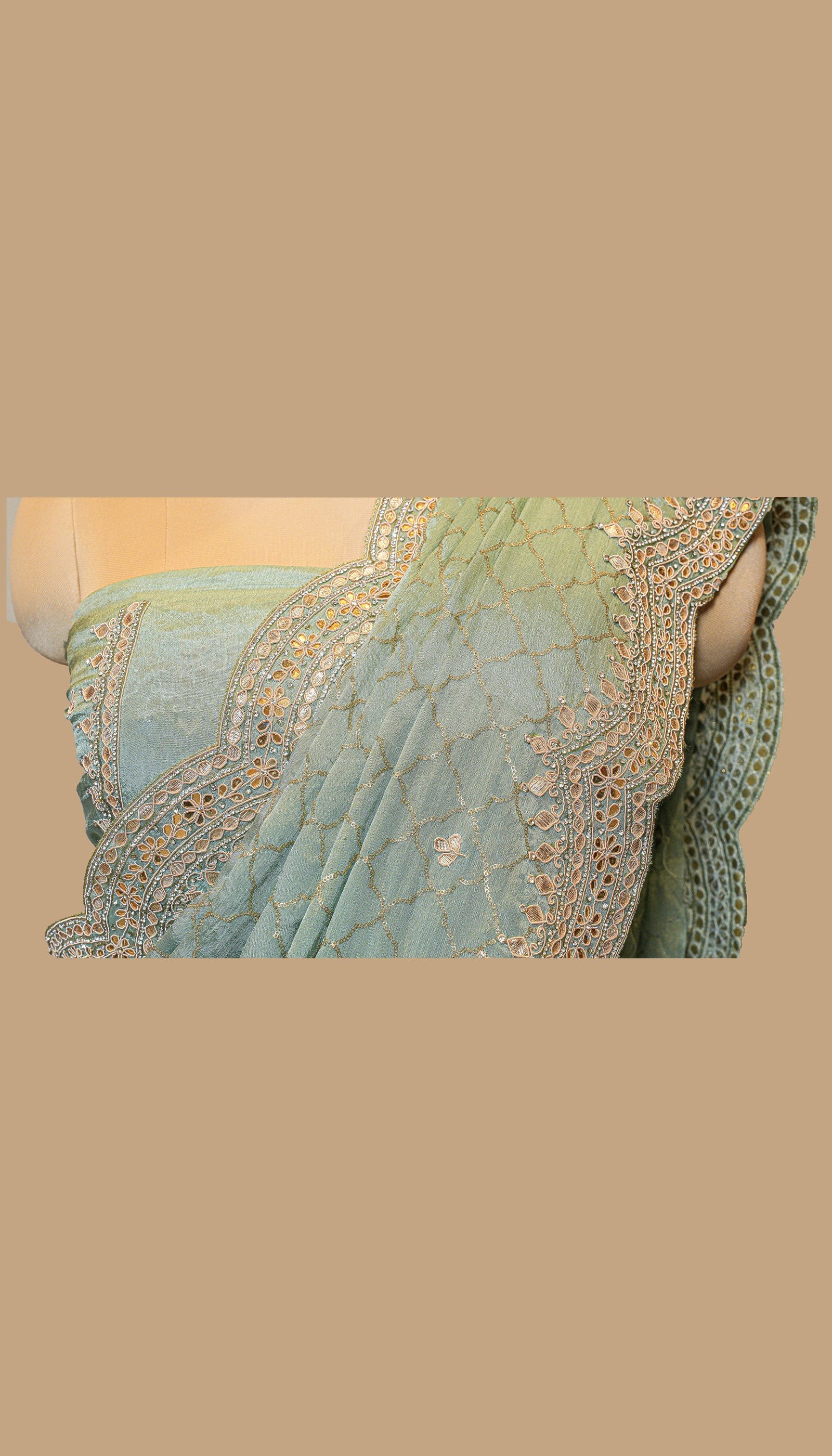 AQUA CREPE SAREE