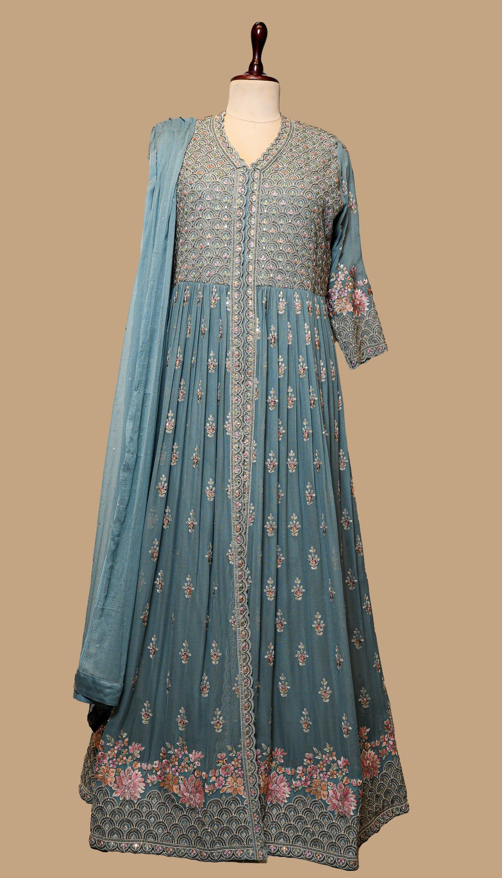 AQUA GEORGETTE GOWN