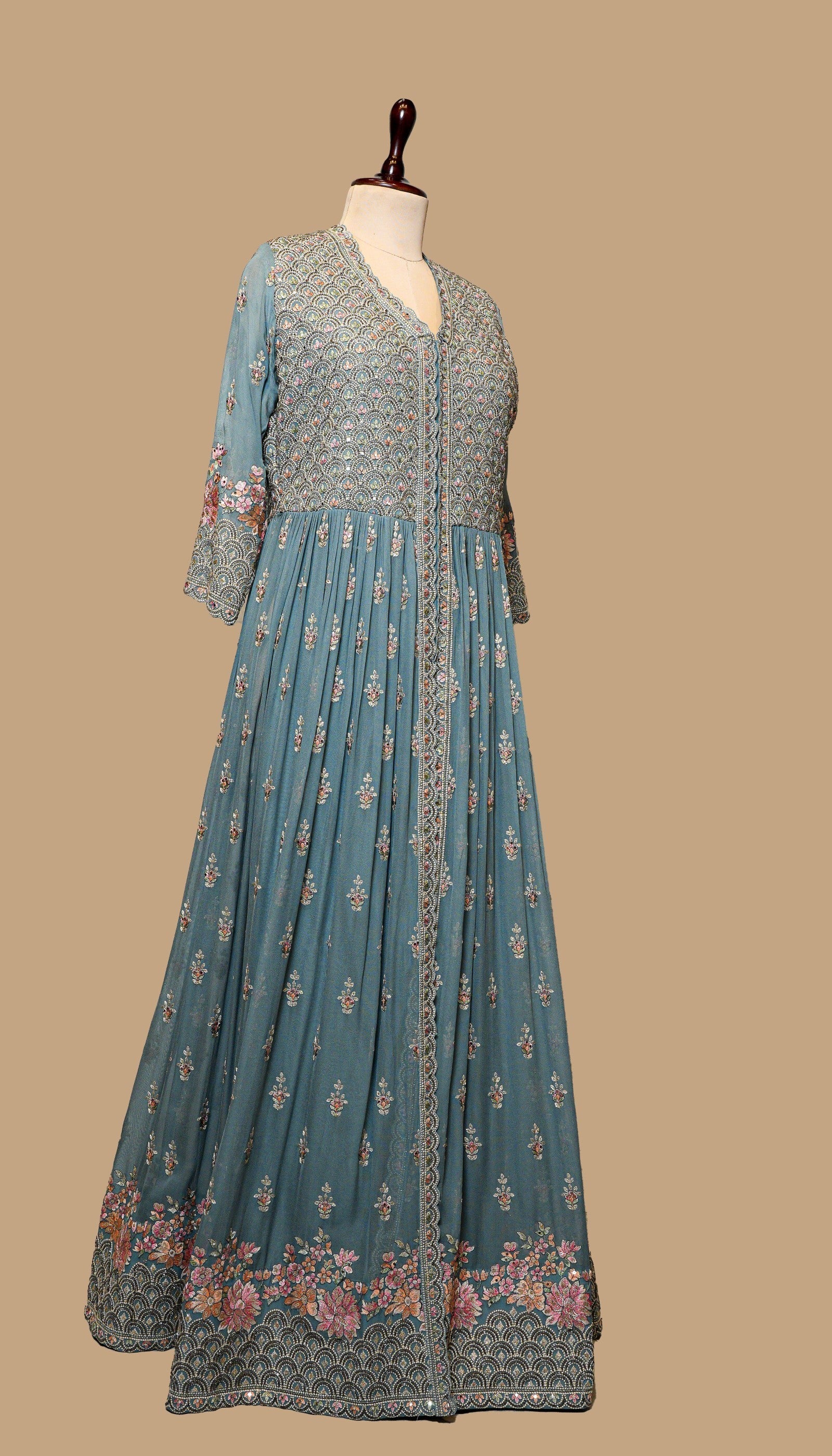 AQUA GEORGETTE GOWN