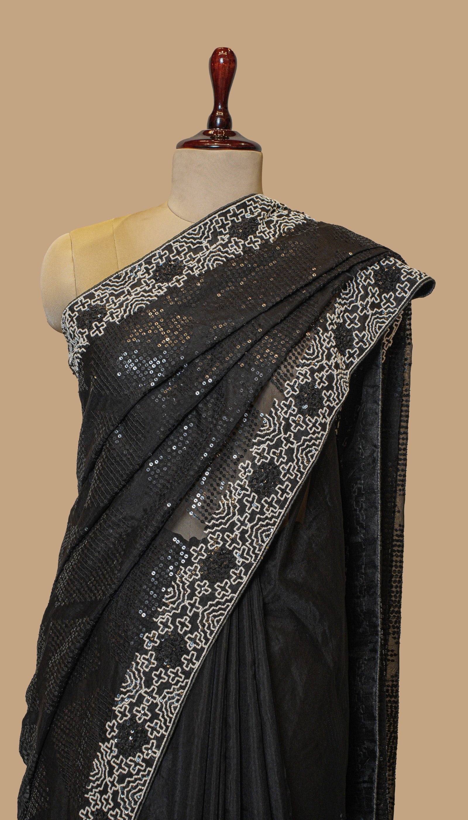 BLACK ORGANZA SAREE