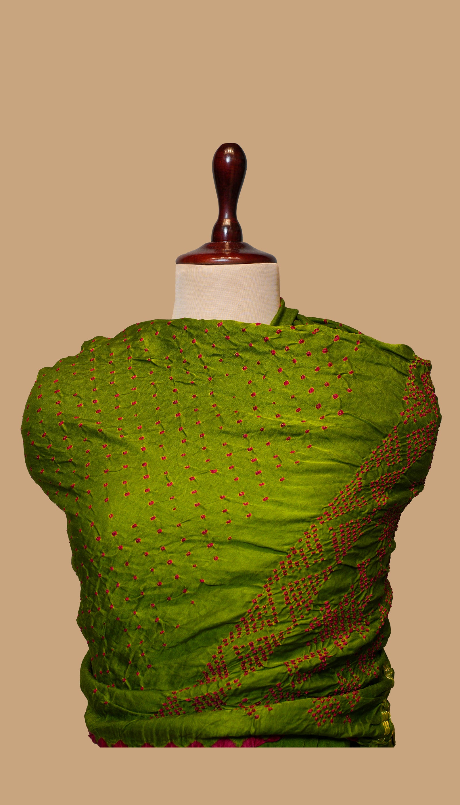 BOTTLE GREEN GAJI SILK BANDHANI DUPATTA