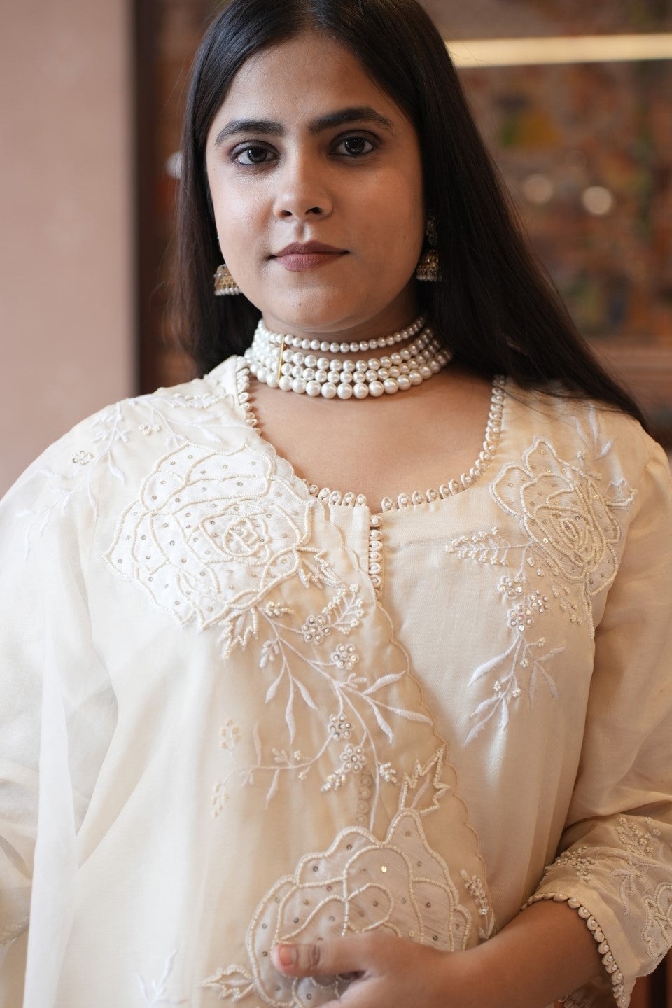 Ivory Chanderi Silk Kurta Set