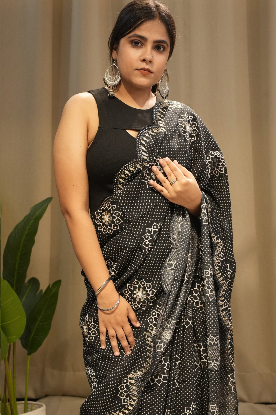 Black Crepe Saree