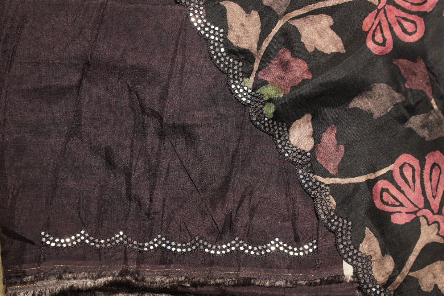 Black Tussar Silk Saree