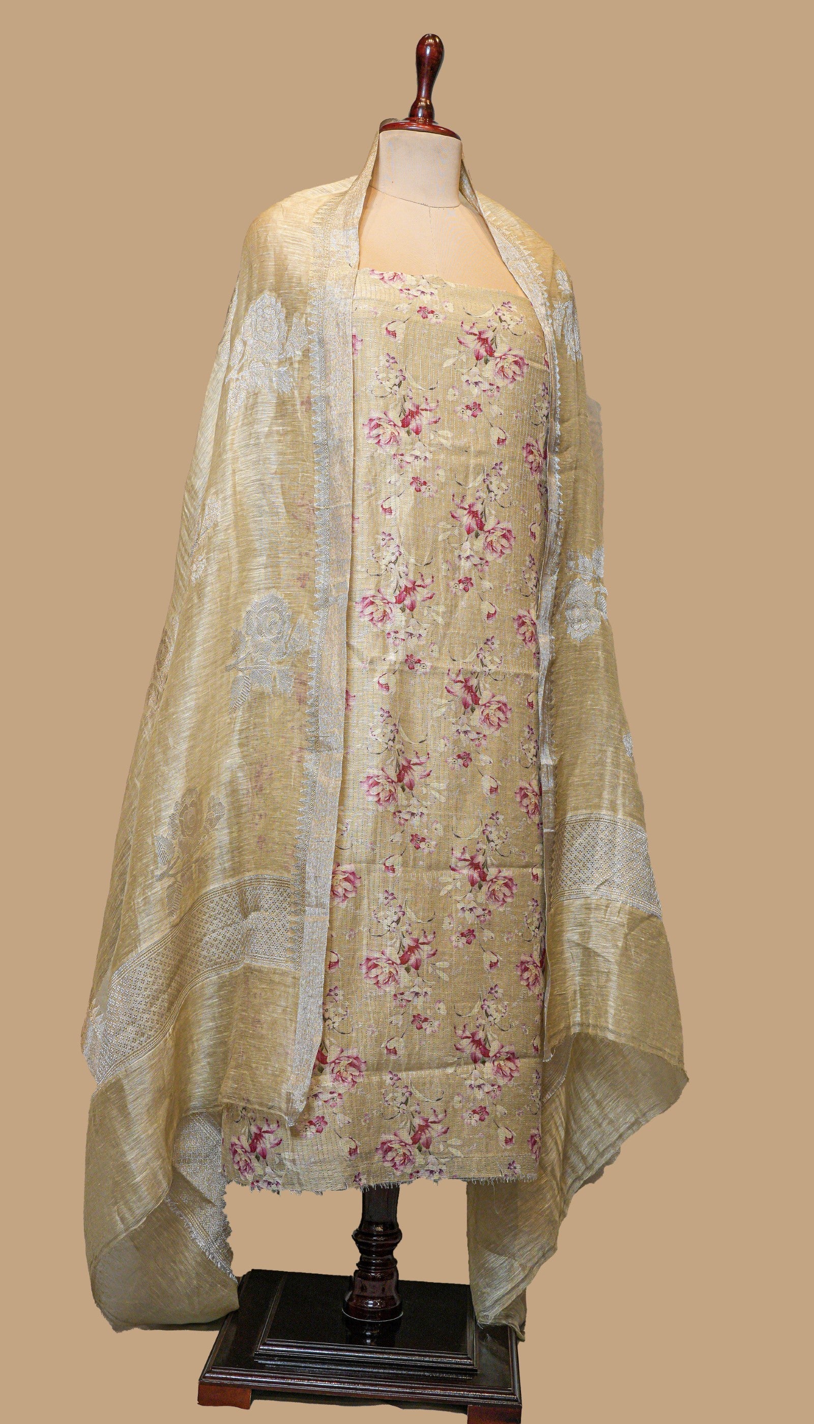 CHANDERI COTTON GOLD SUIT PIECE