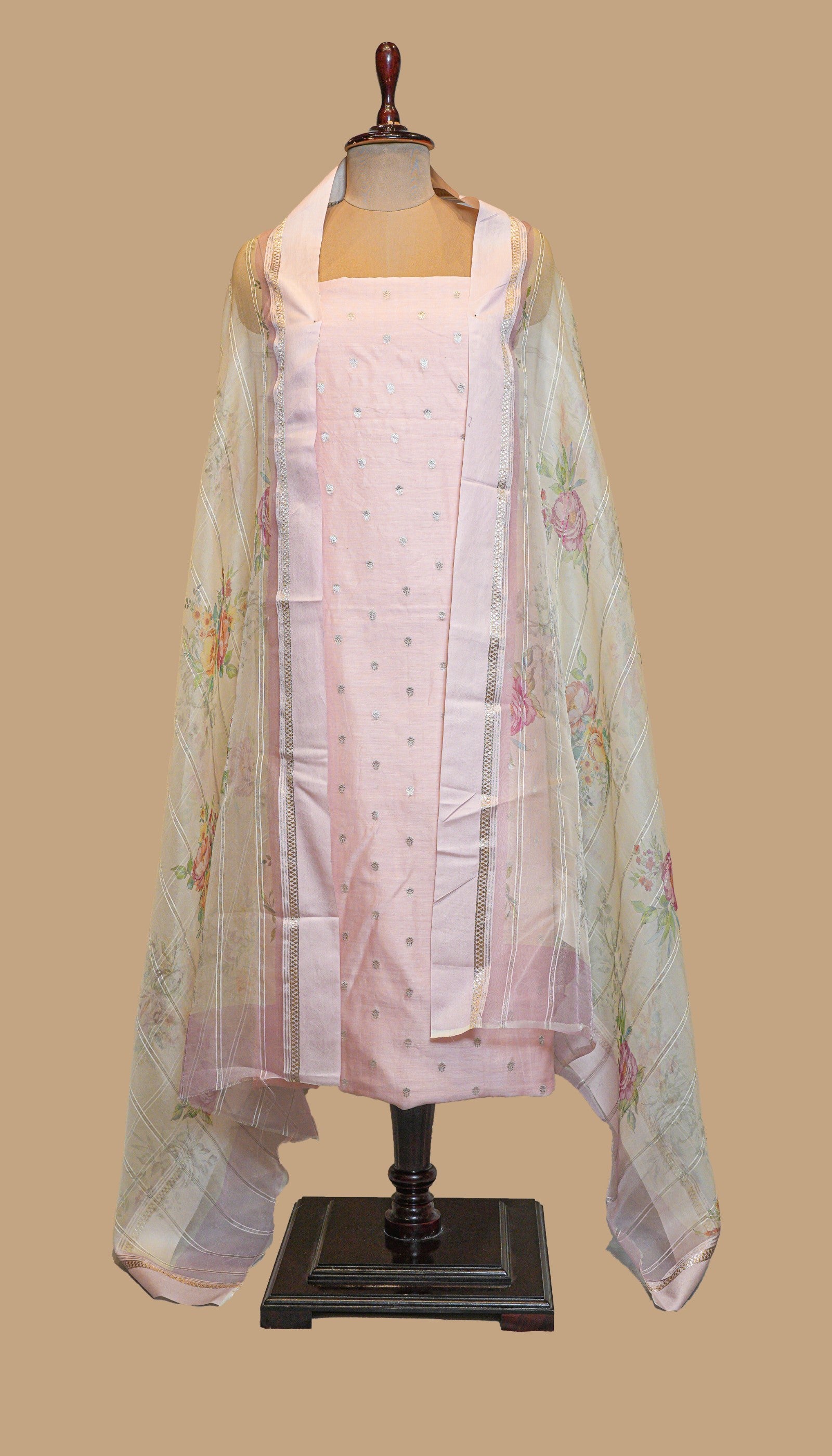 CHANDERI COTTON PINK SUIT PIECE