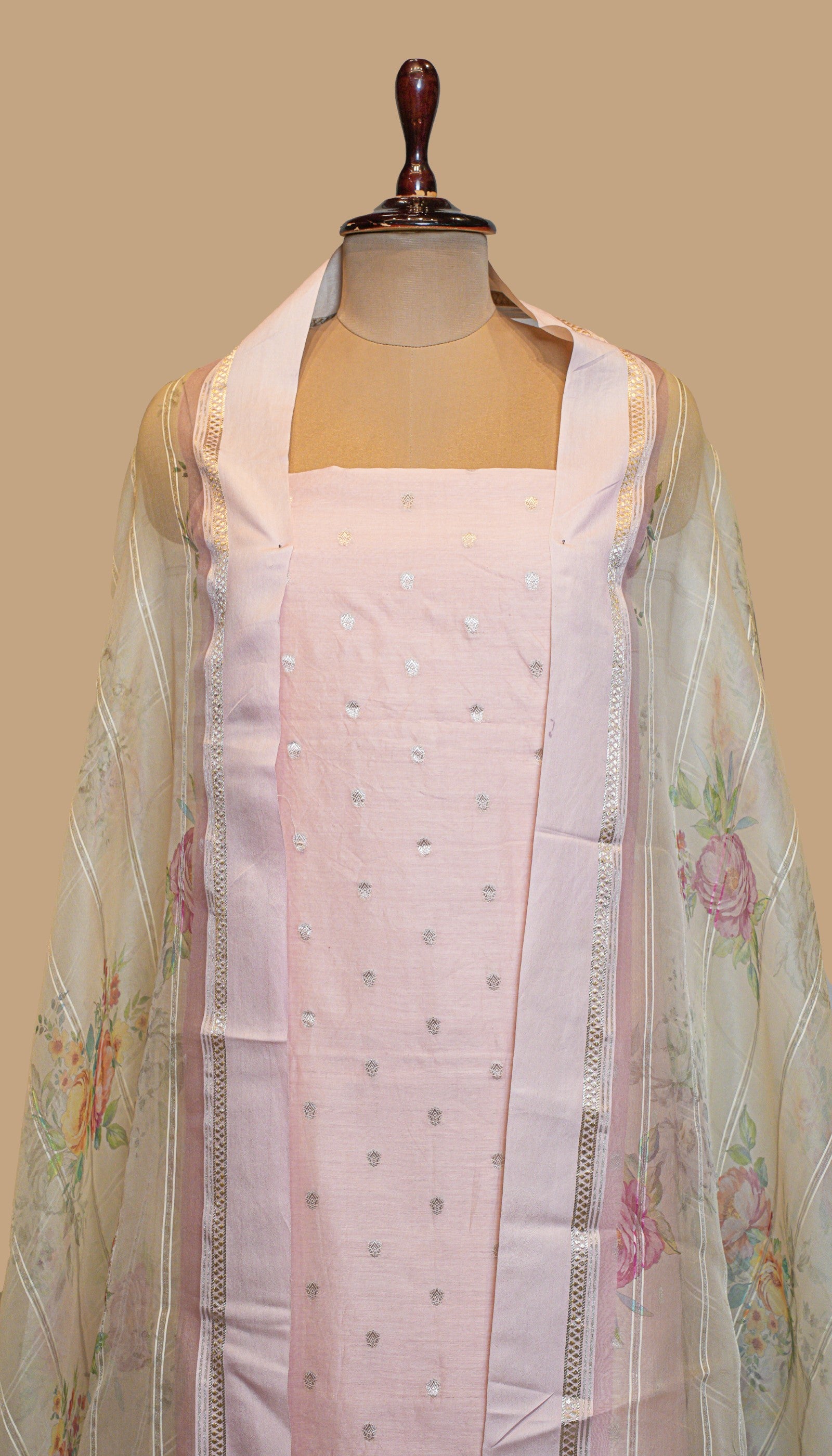 CHANDERI COTTON PINK SUIT PIECE