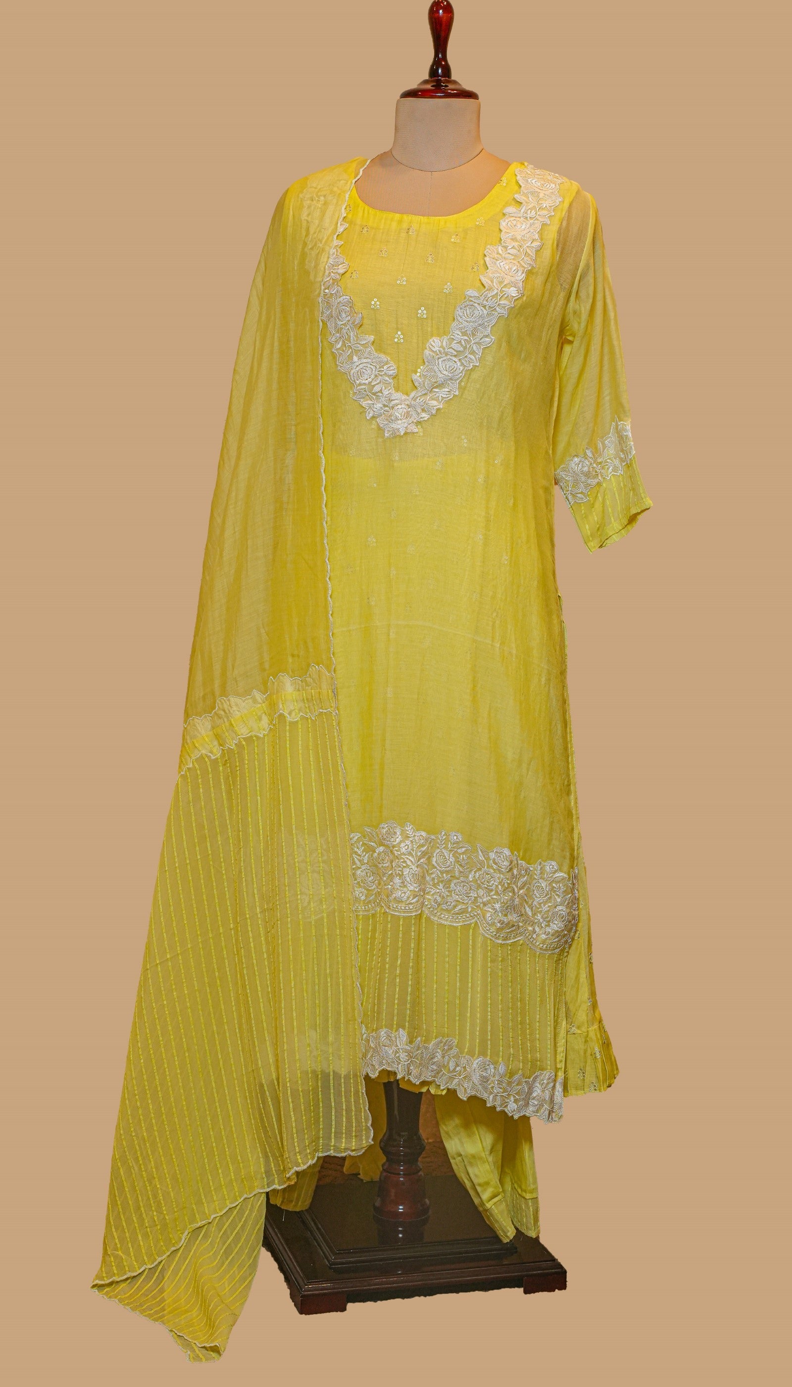 CHANDERI LEMON KURTA SET