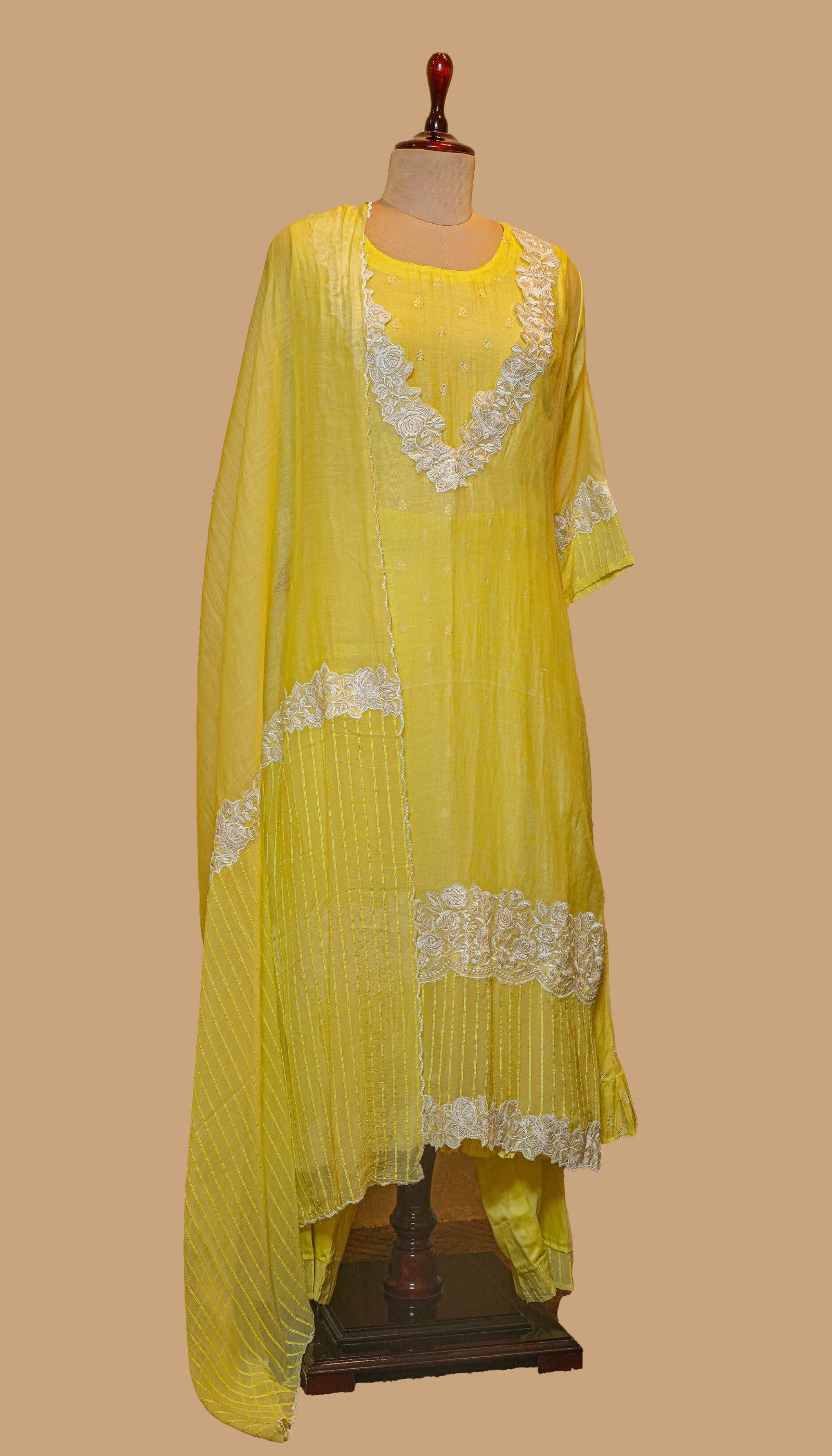 CHANDERI LEMON KURTA SET