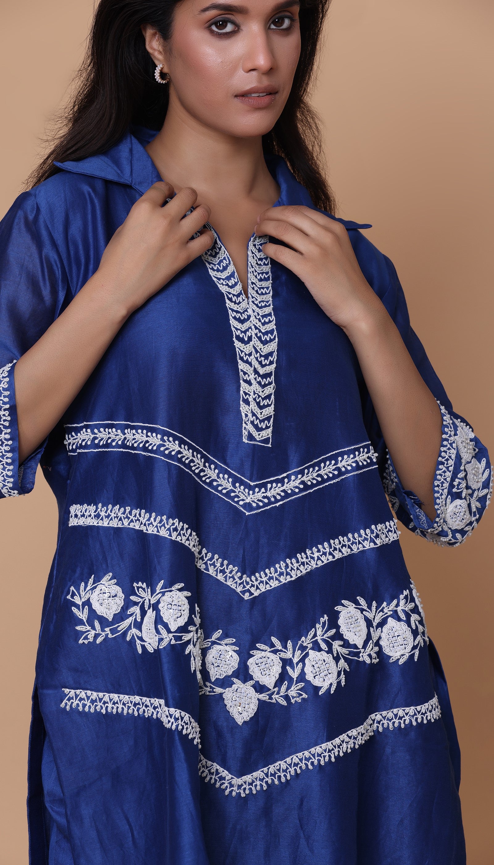 Chanderi Blue Kurta Set