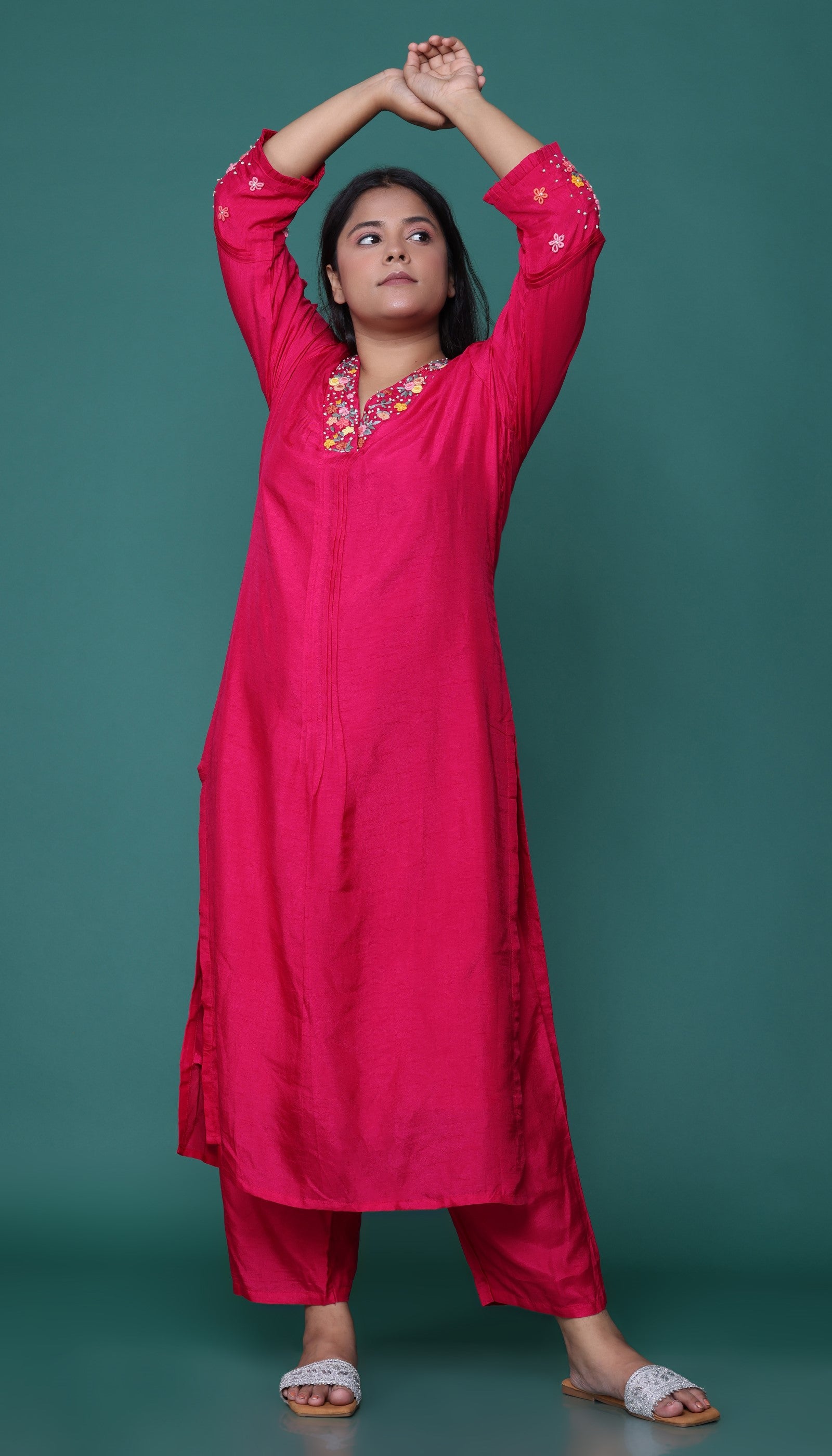 Chanderi Magenta Pink Kurta Set