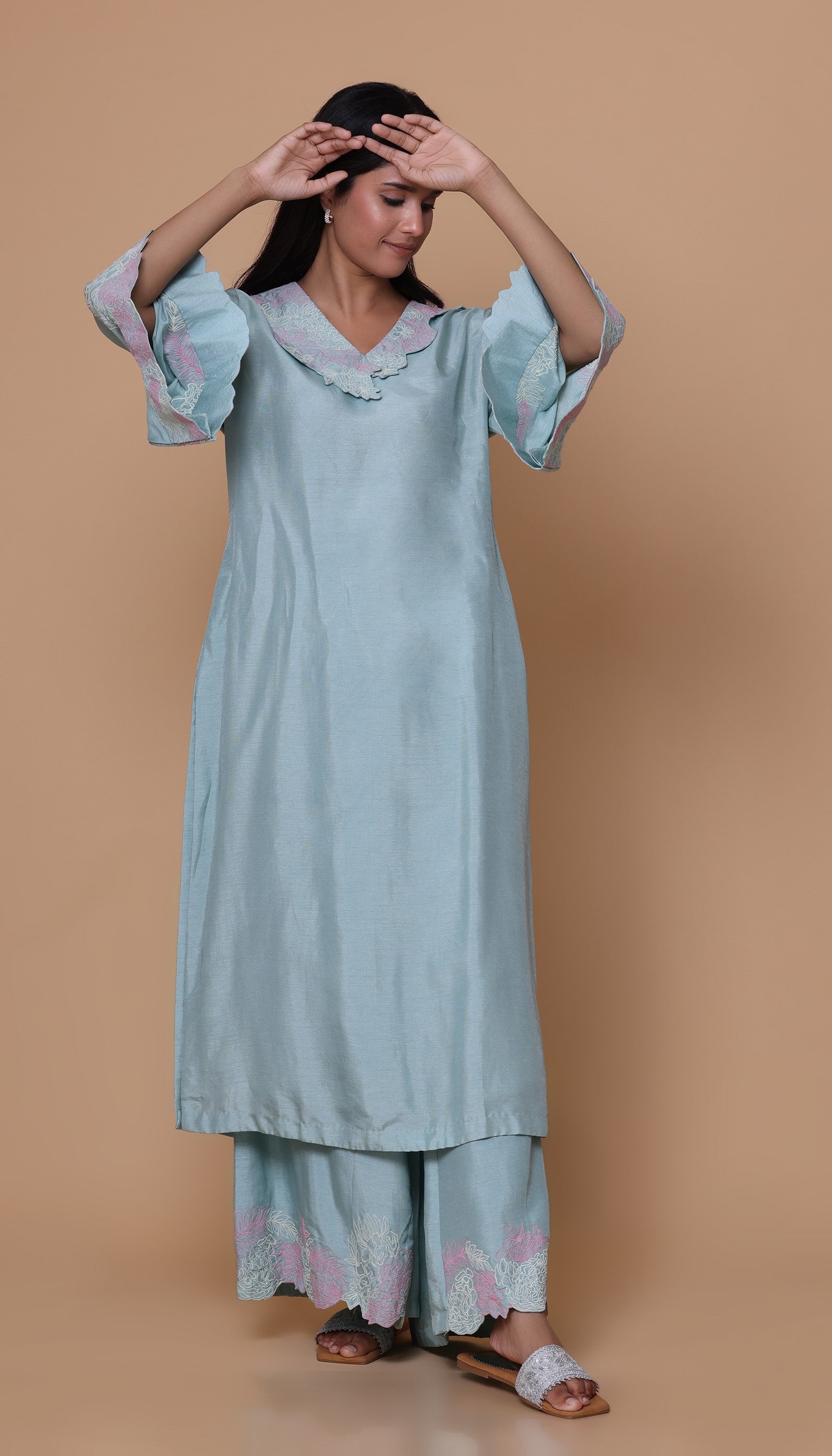 Mint Green Chanderi Kurta Set