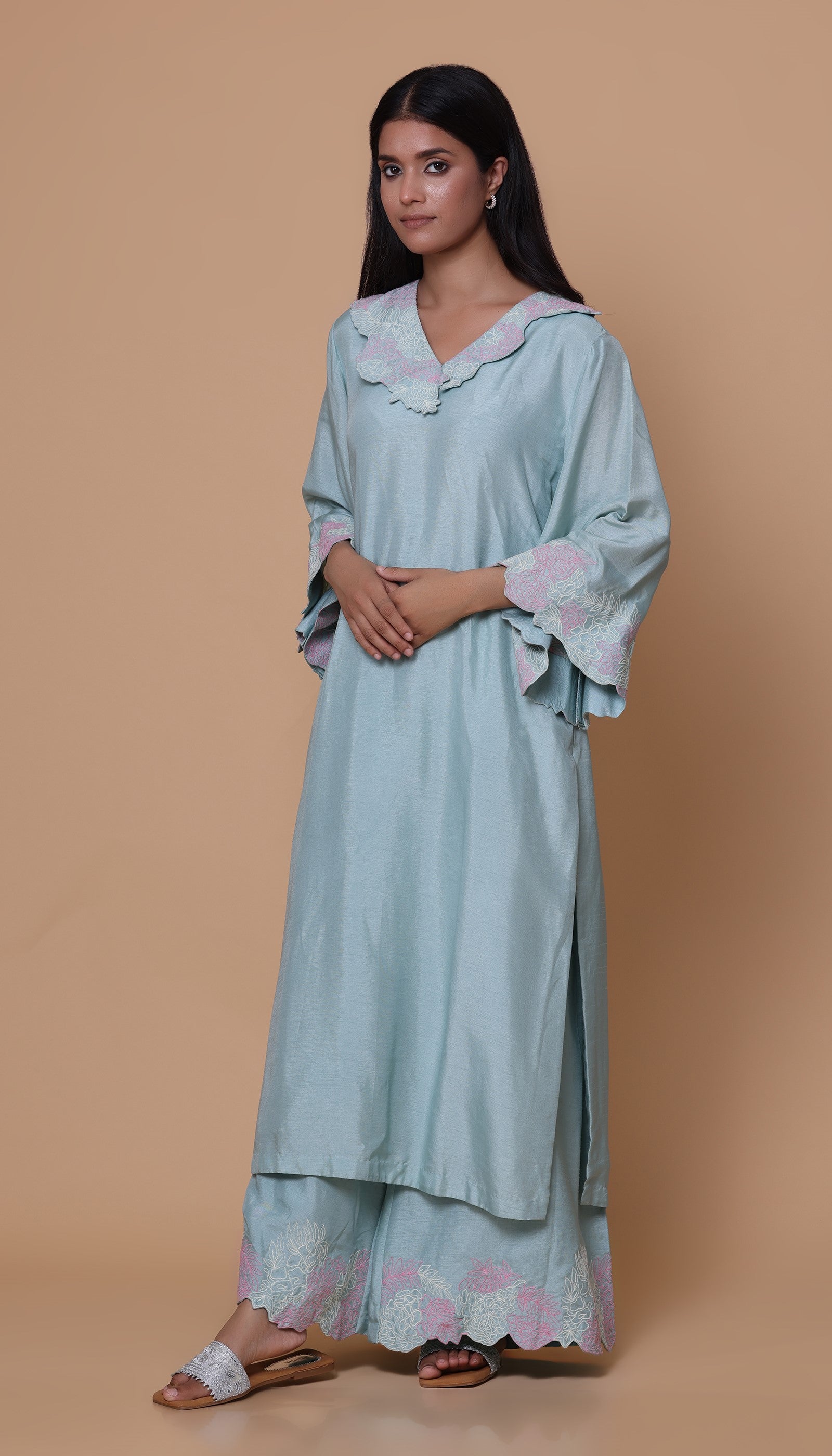 Mint Green Chanderi Kurta Set