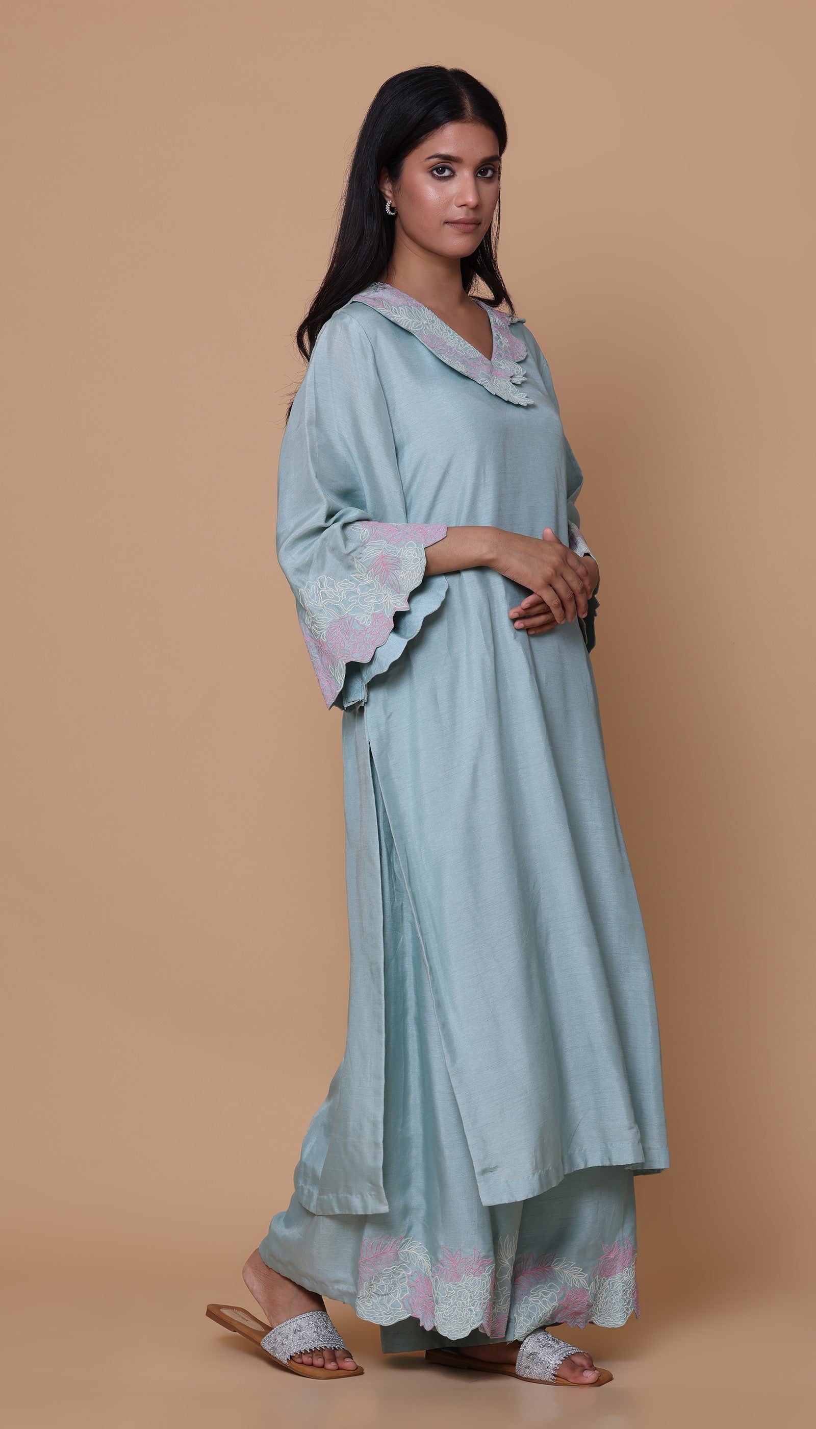 Mint Green Chanderi Kurta Set