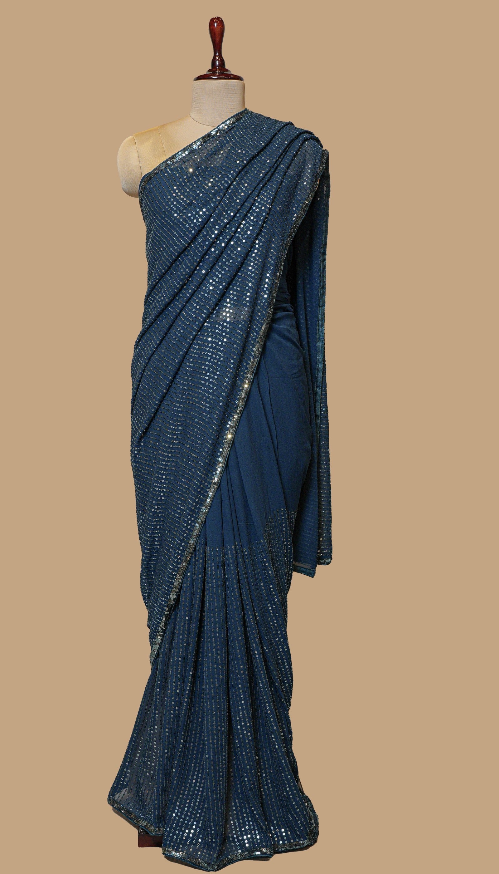 GEORGETTE NAVY BLUE SAREE