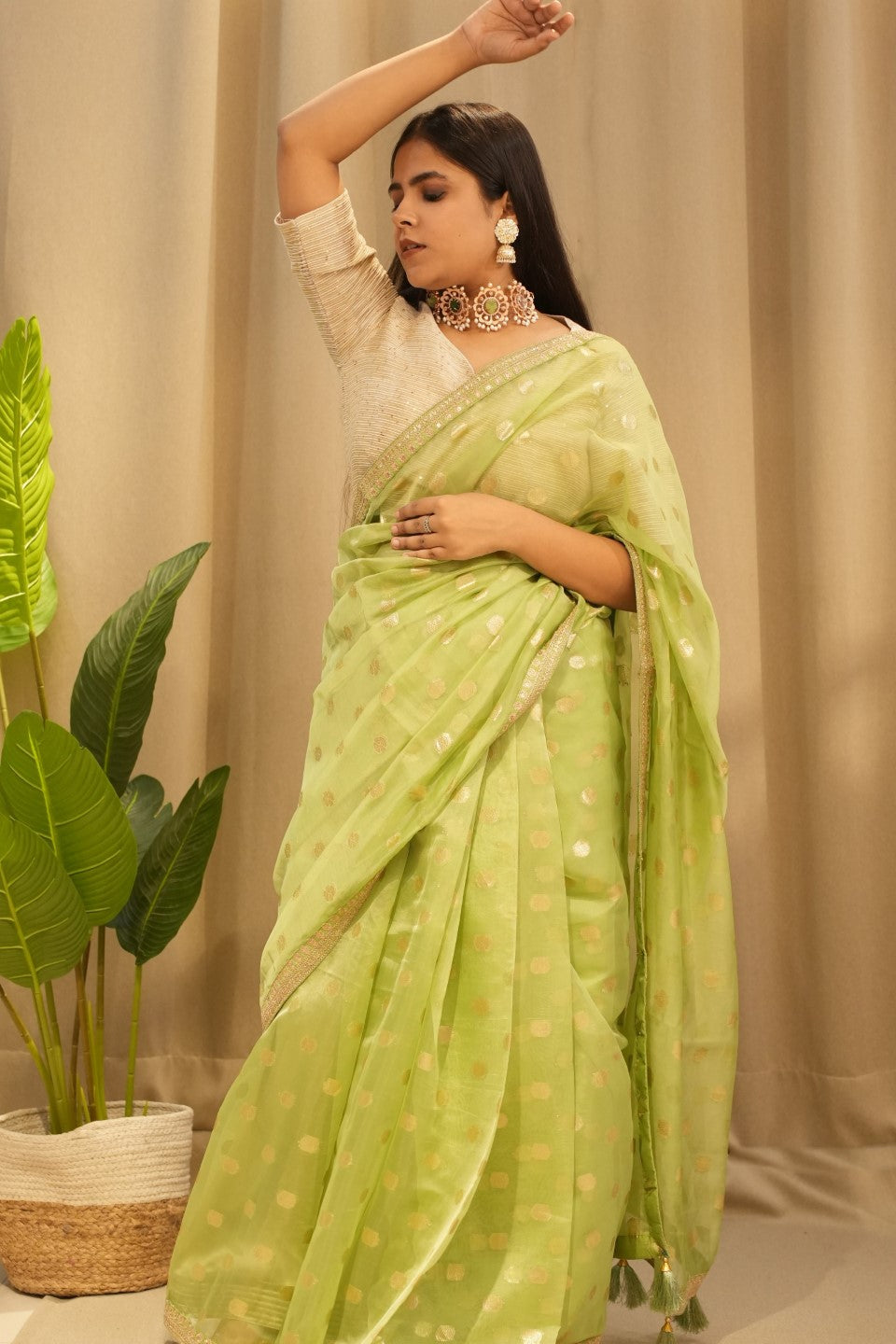 Green Organza Saree