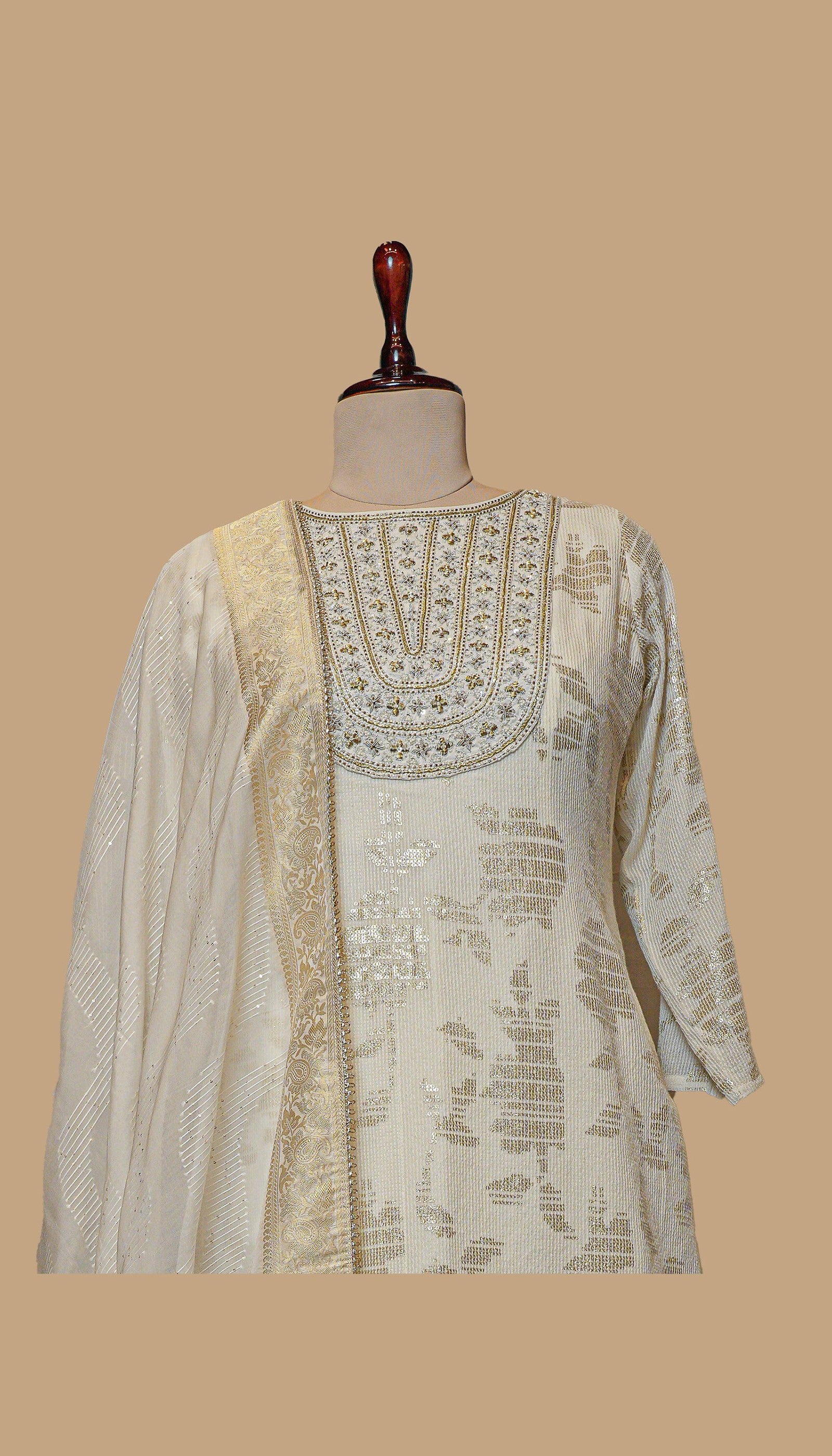 IVORY GEORGETTE SHARARA SET