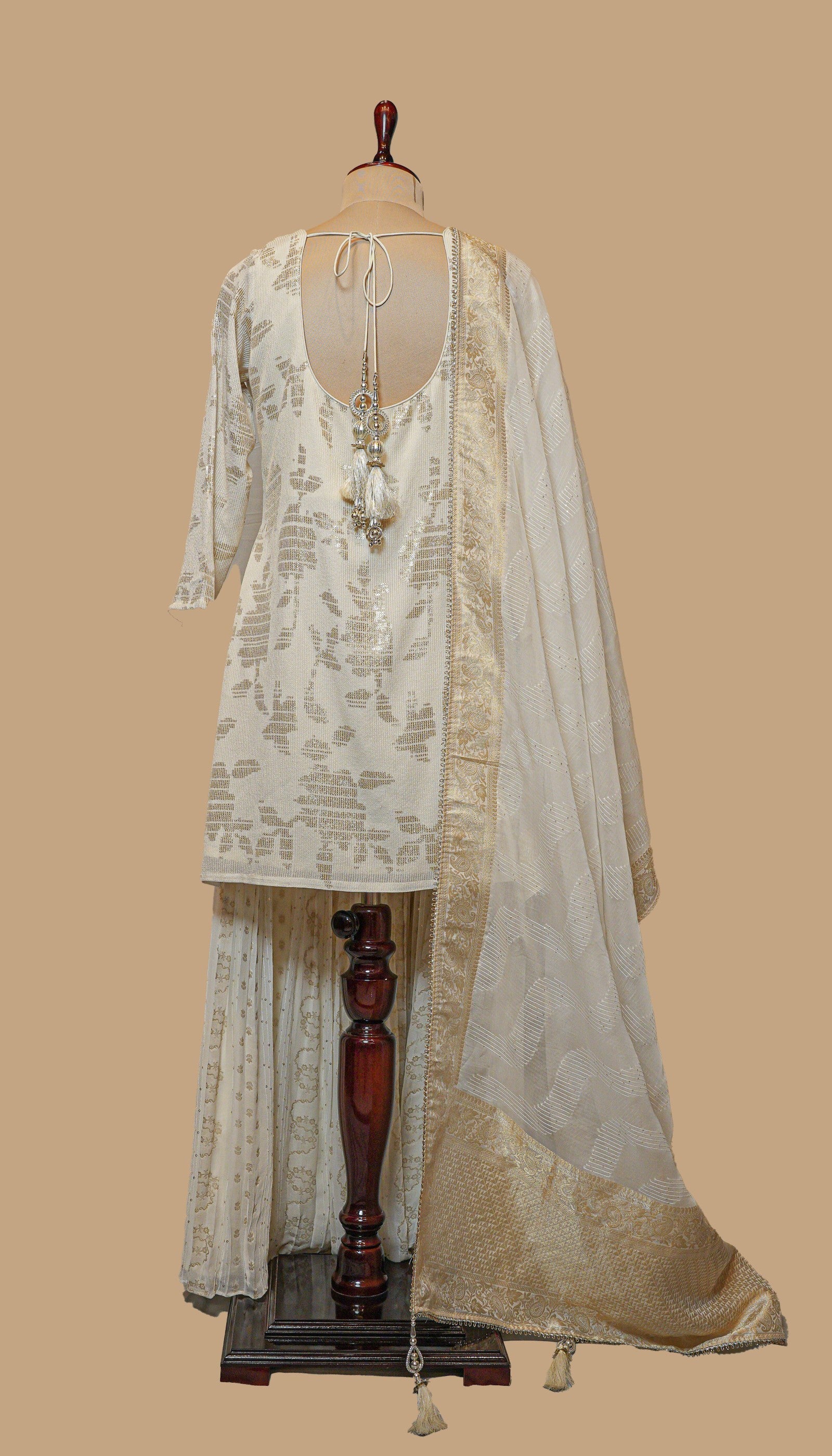 IVORY GEORGETTE SHARARA SET