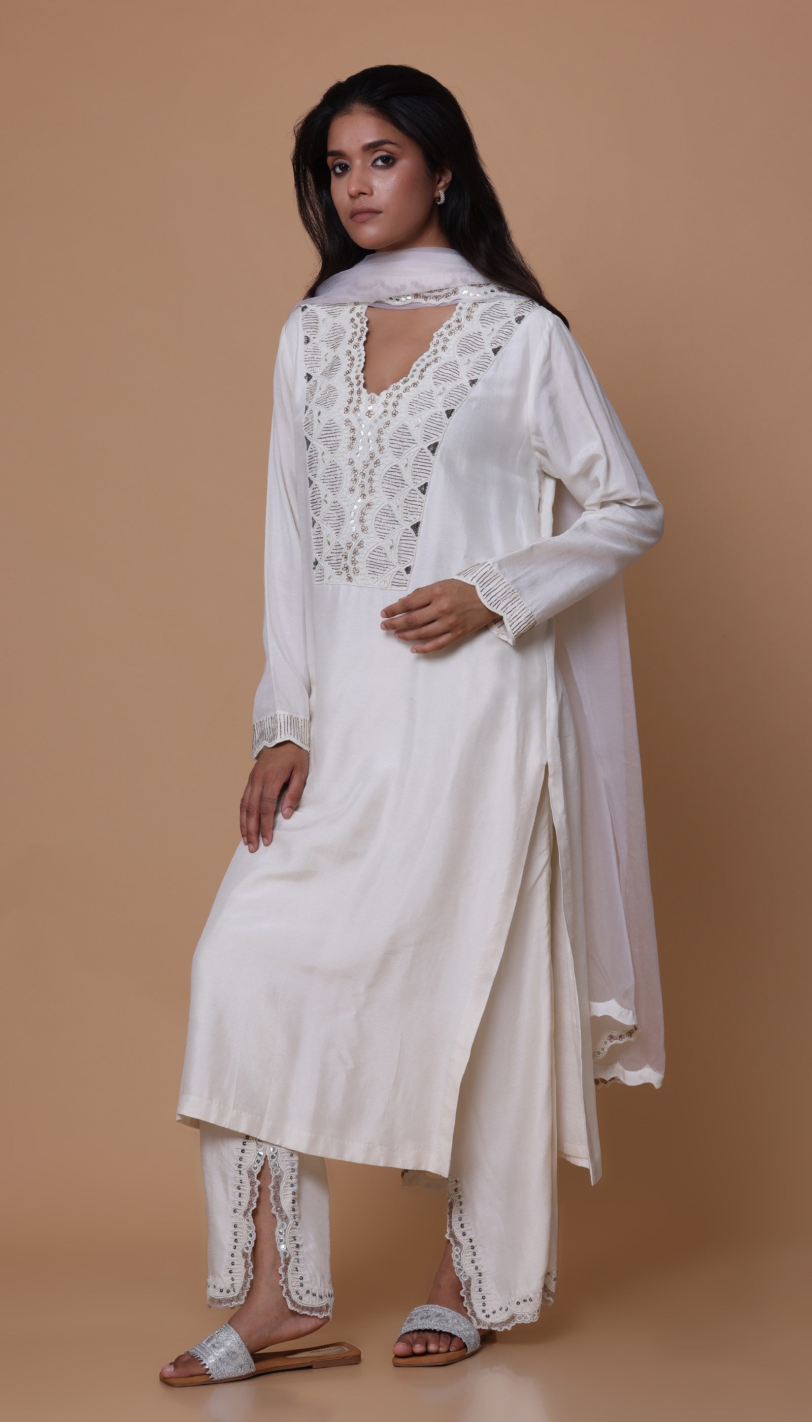 Ivory Silk Kurta Set