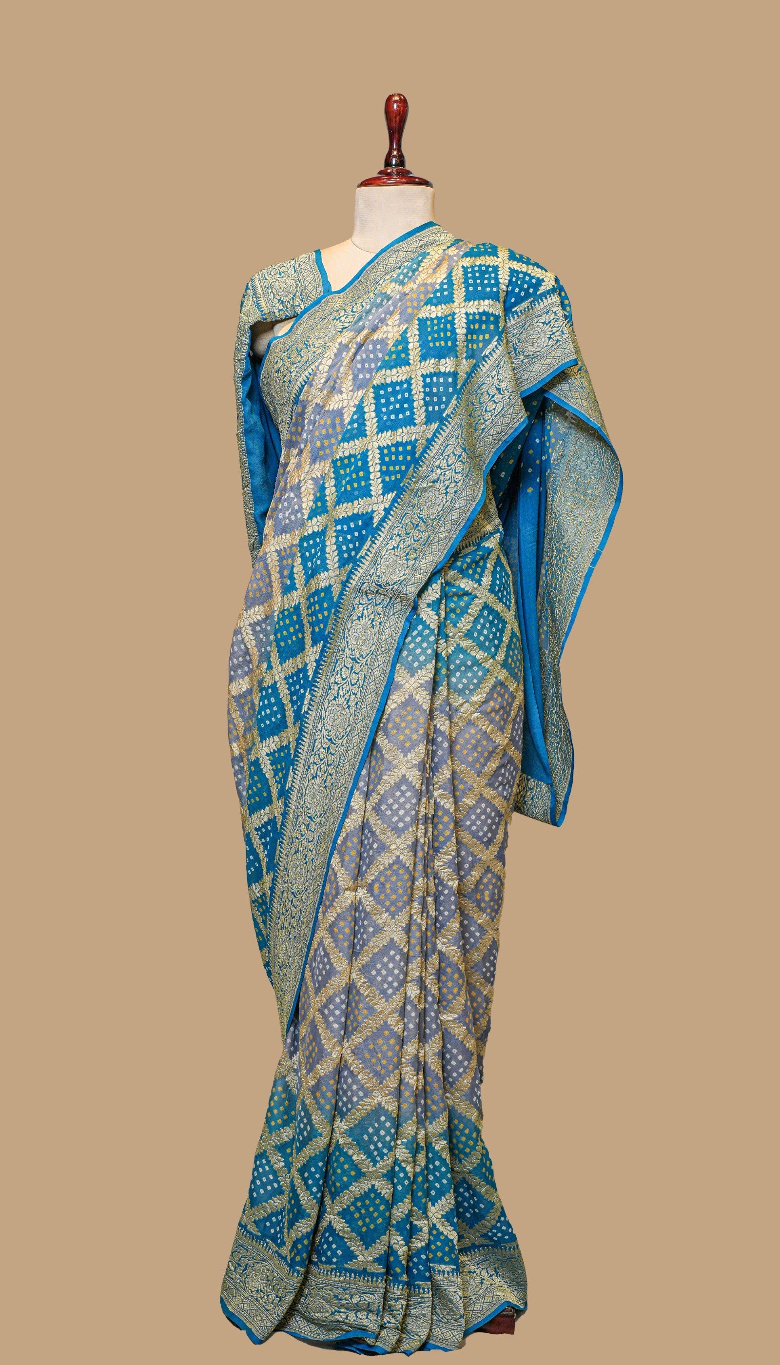 KHADI GEORGETTE BLUE SAREE