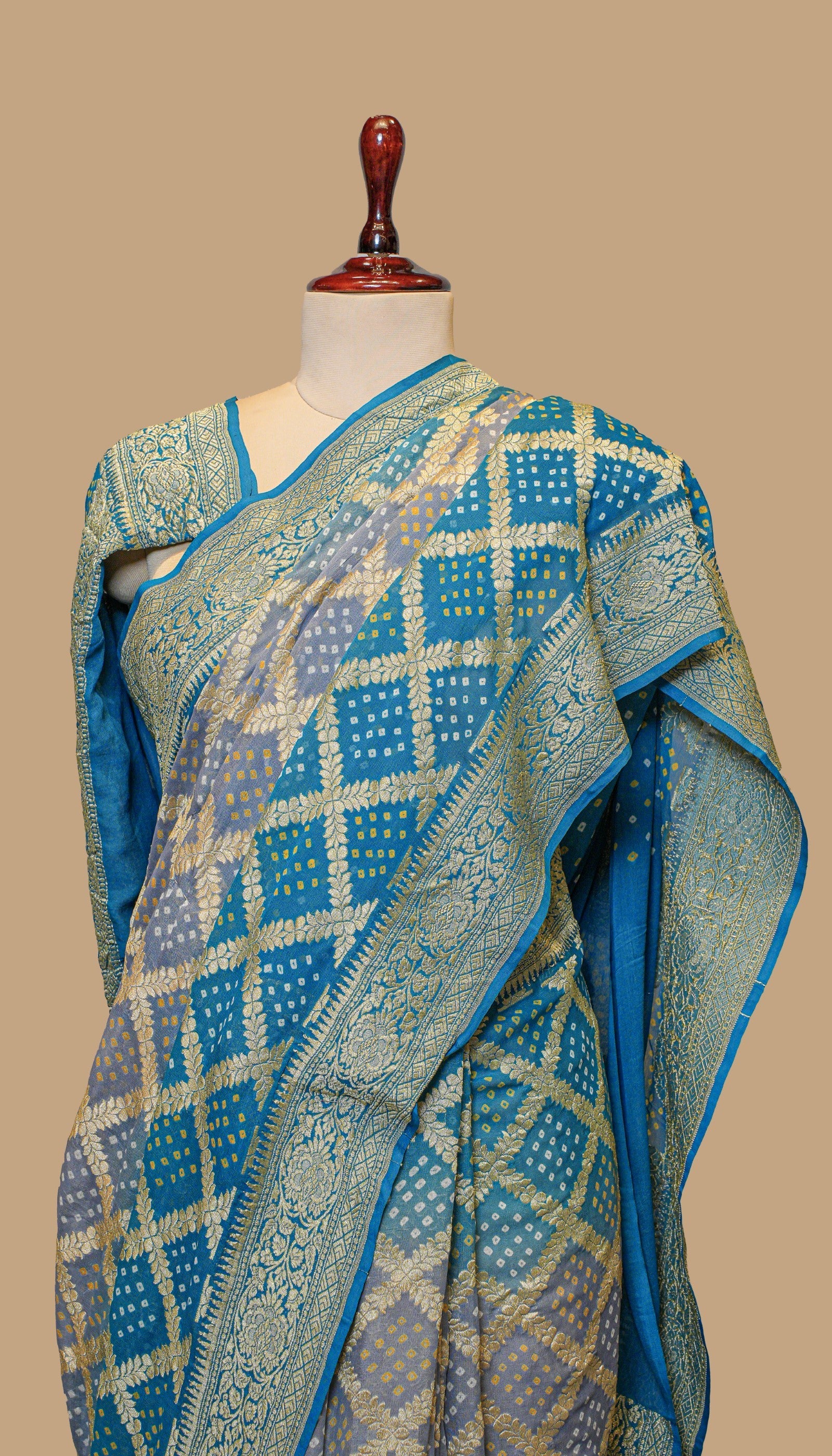 KHADI GEORGETTE BLUE SAREE