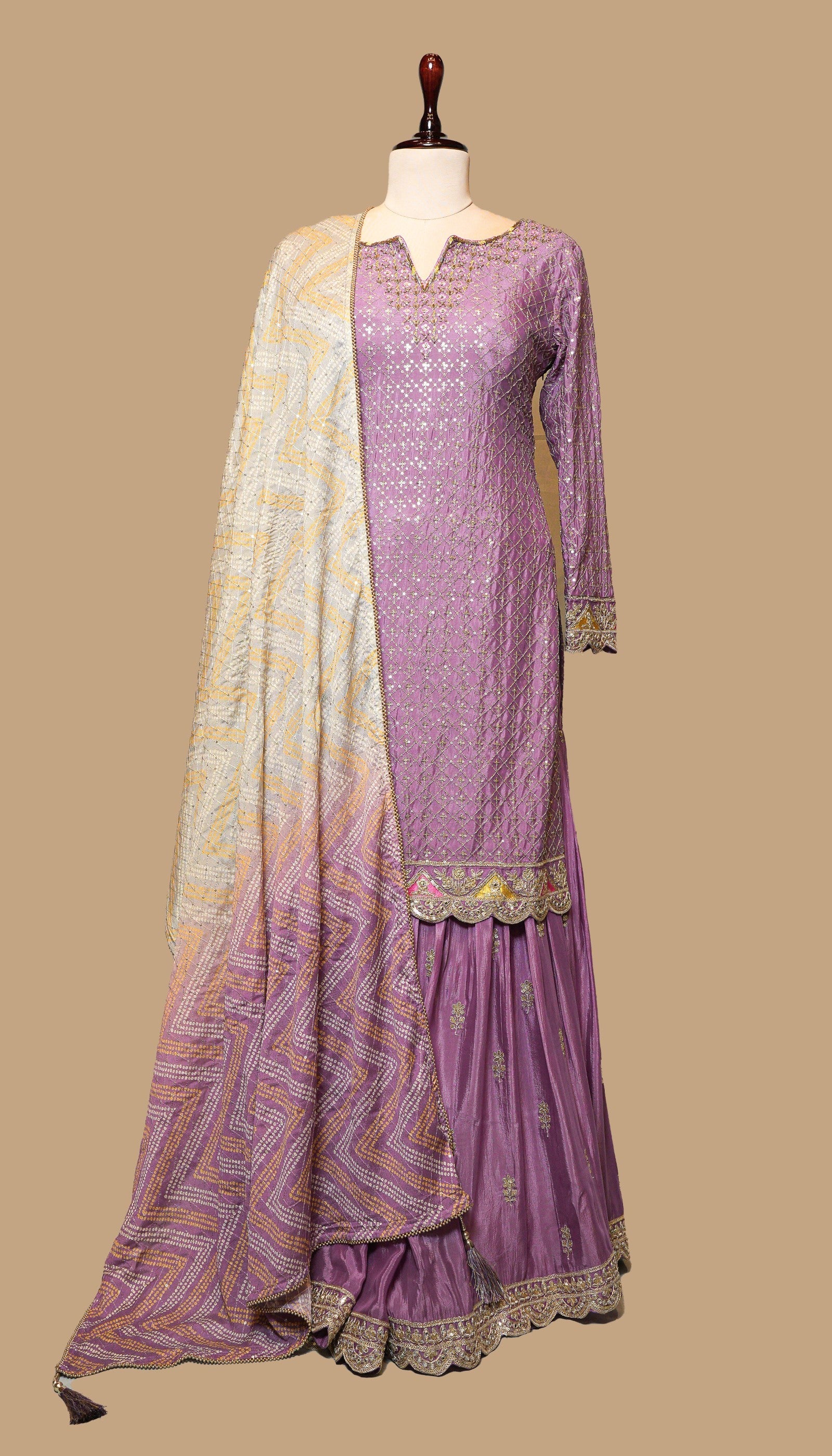 LILAC GEORGETTE SHARARA SET