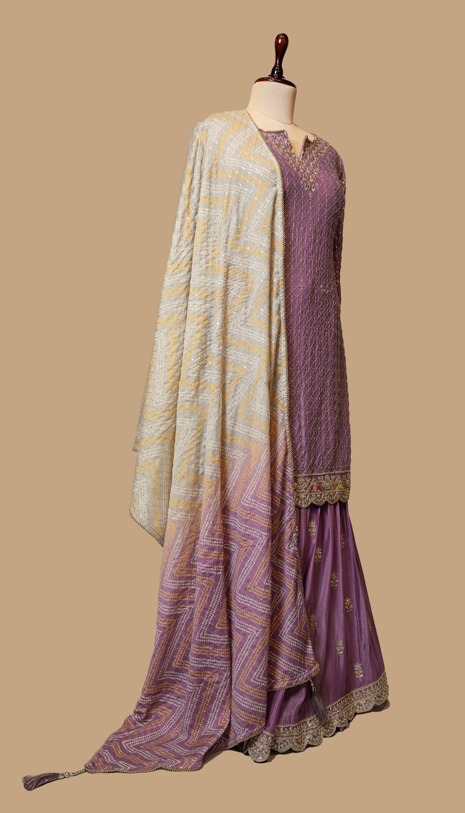 LILAC GEORGETTE SHARARA SET