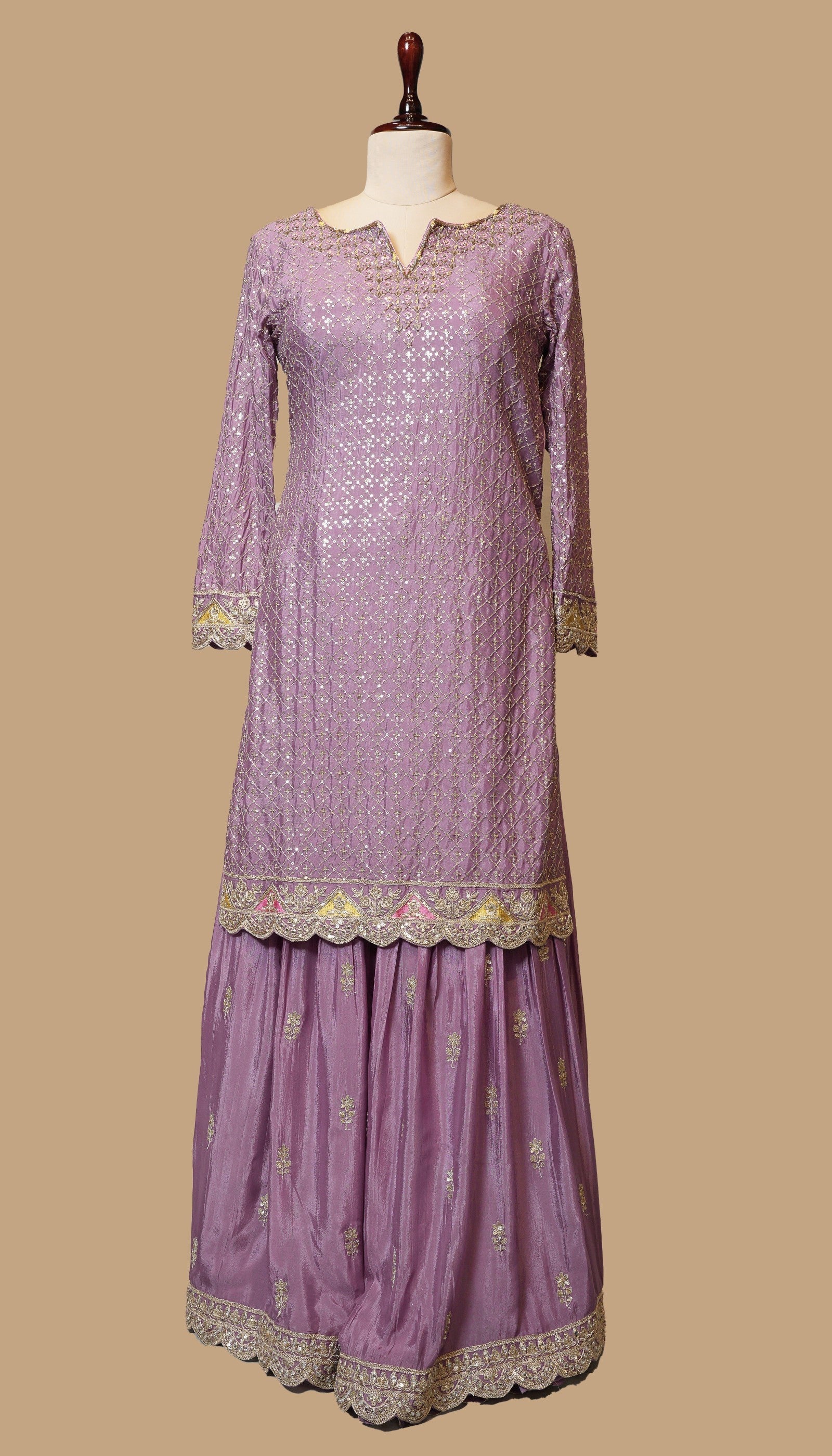 LILAC GEORGETTE SHARARA SET