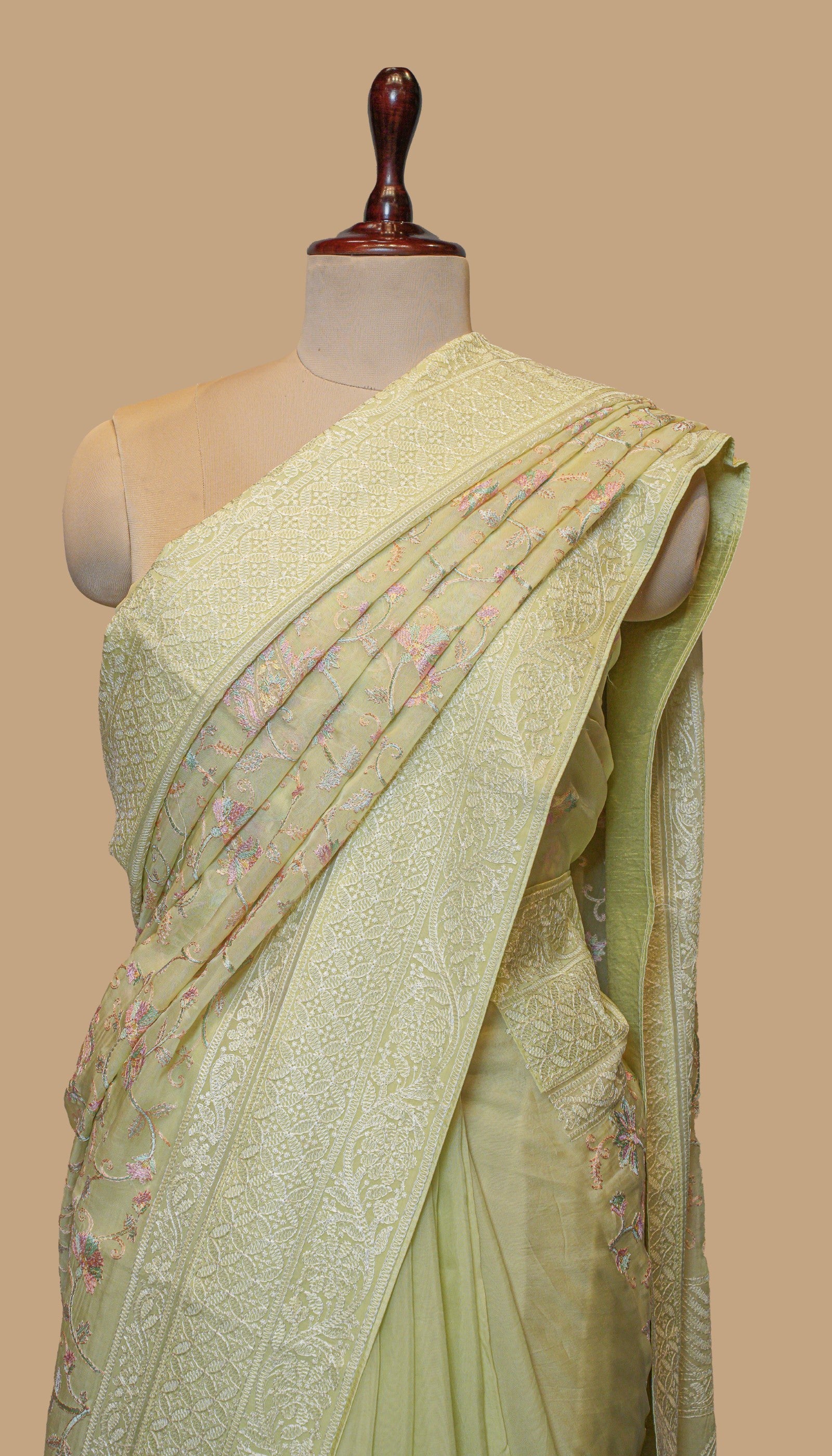 LIME GREEN ORGANZA SAREE