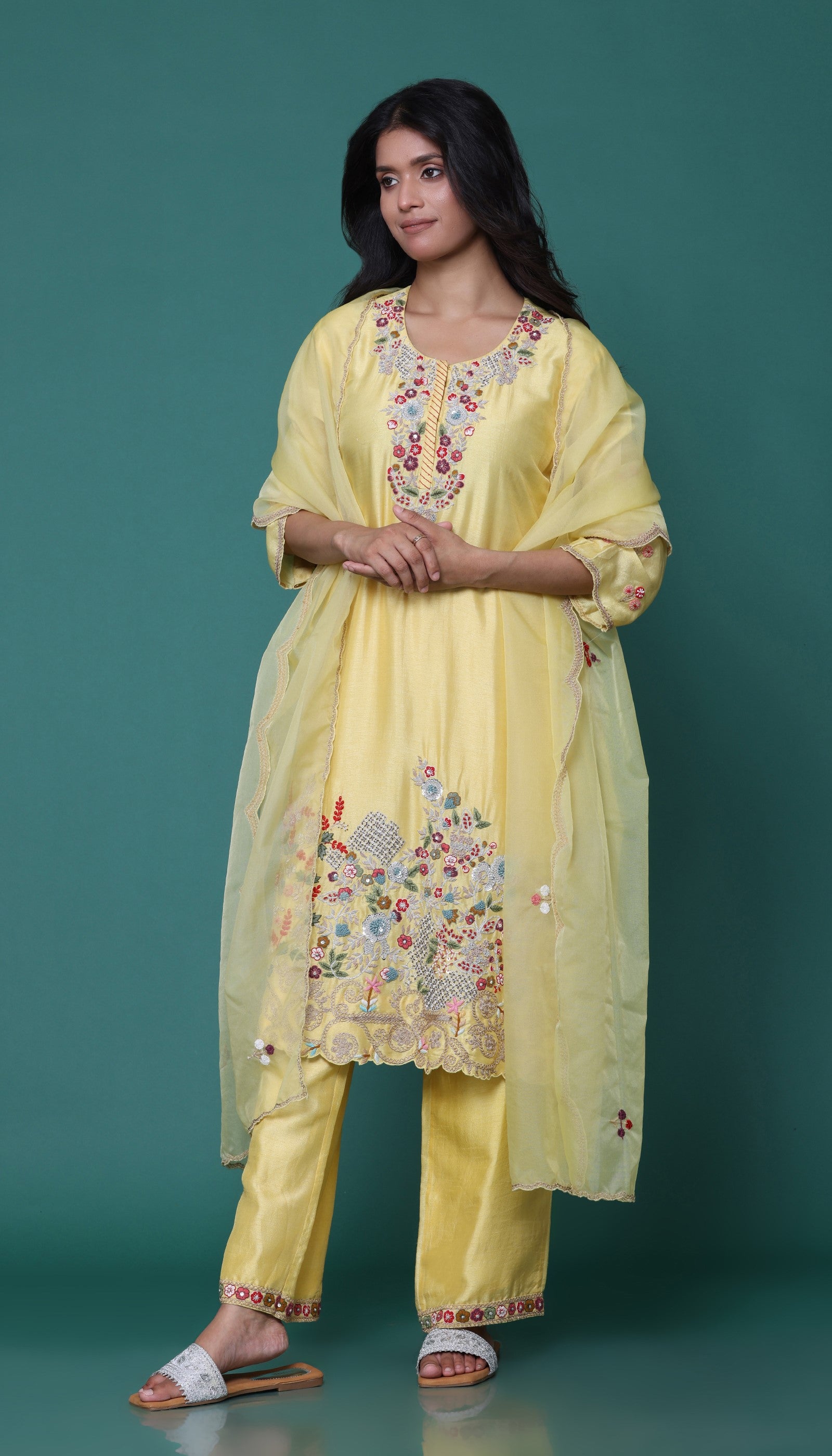 Lemon Silk Kurta Set