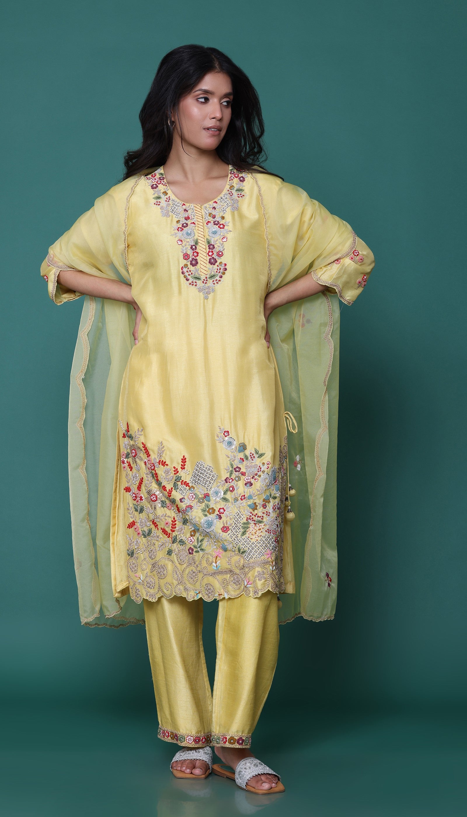 Lemon Silk Kurta Set