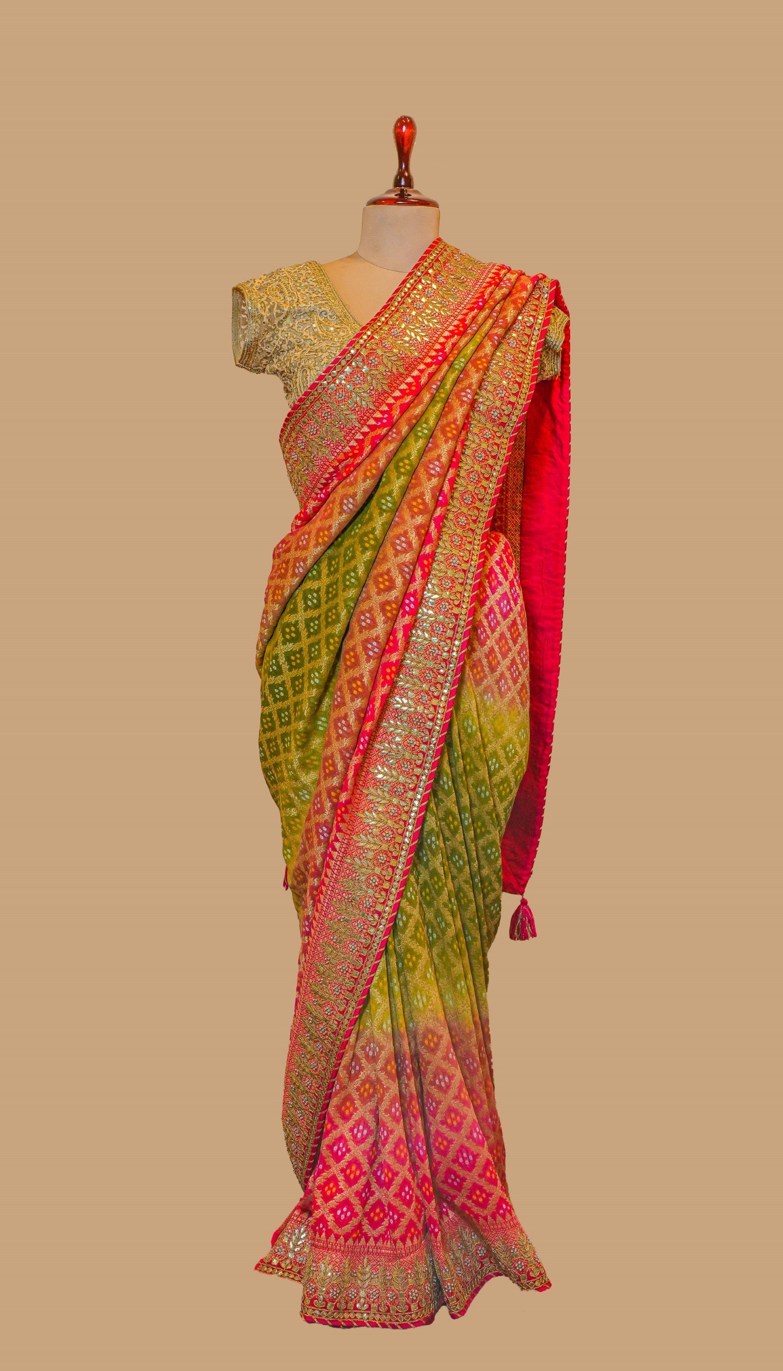 MULTI COLOUR BANDHANI GEORGETTE SAREE