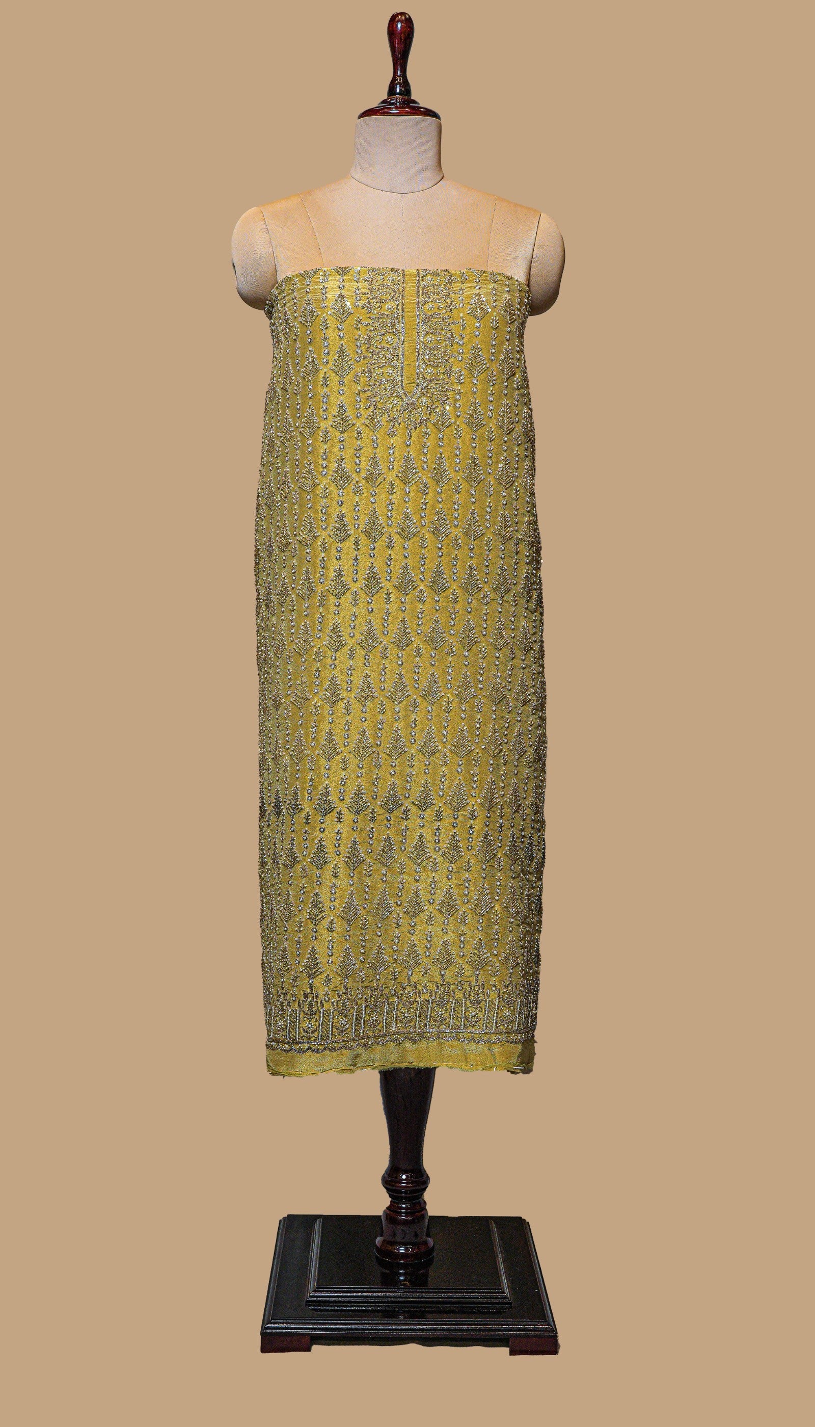 MUSTARD TISSUE CREPE SUIT PIECE