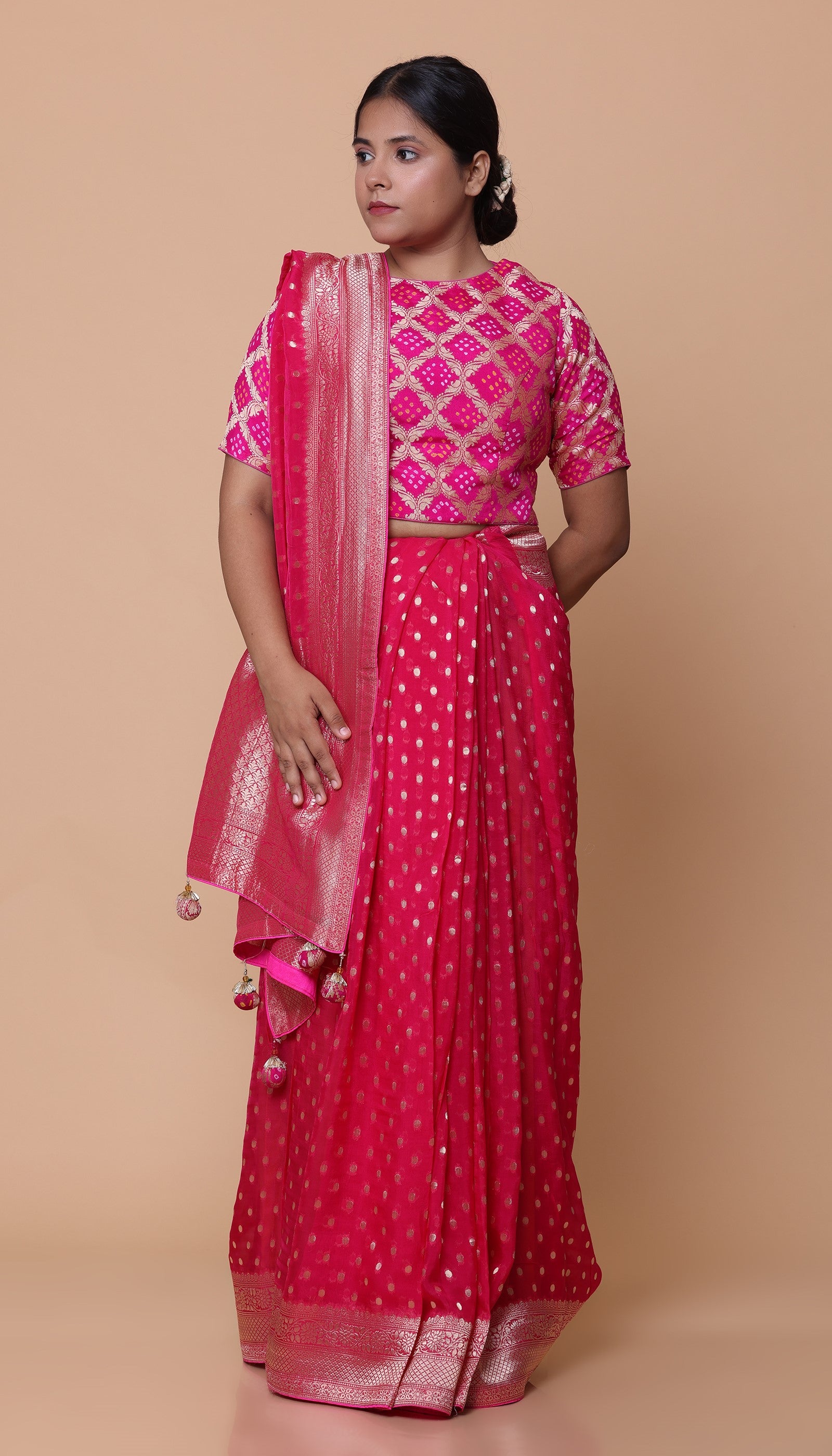 Magenta Organza Saree