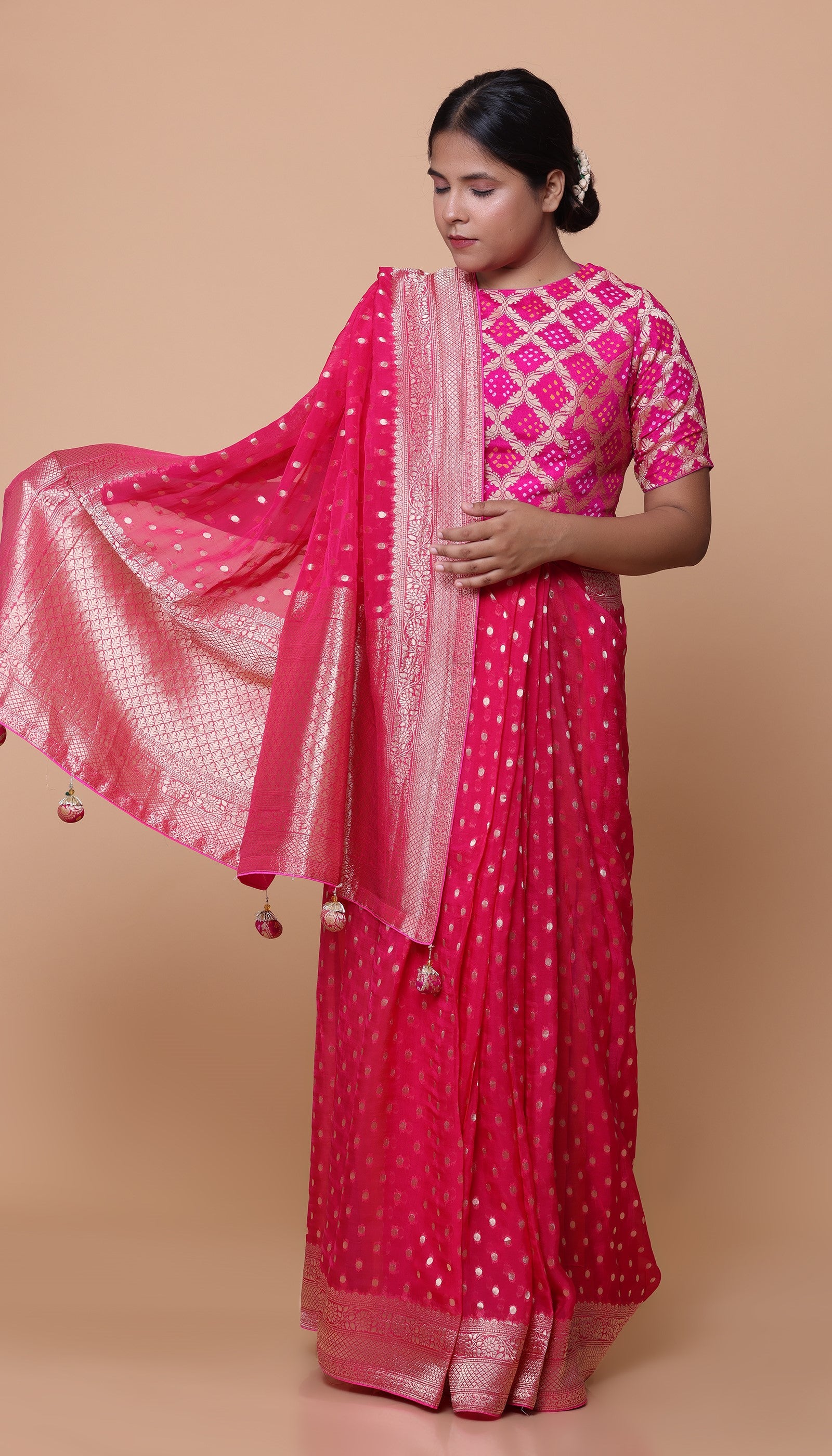 Magenta Organza Saree