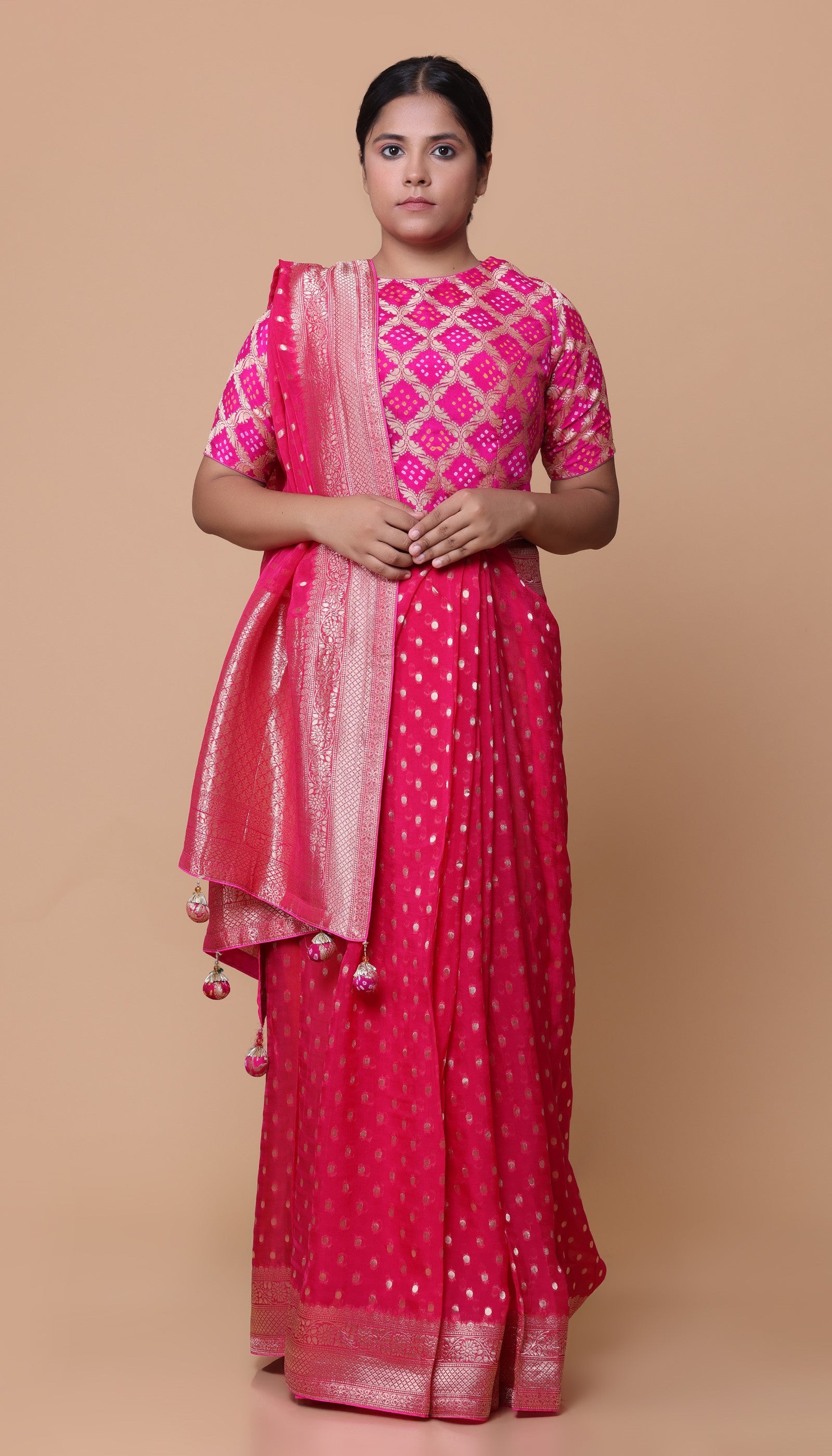 Magenta Organza Saree