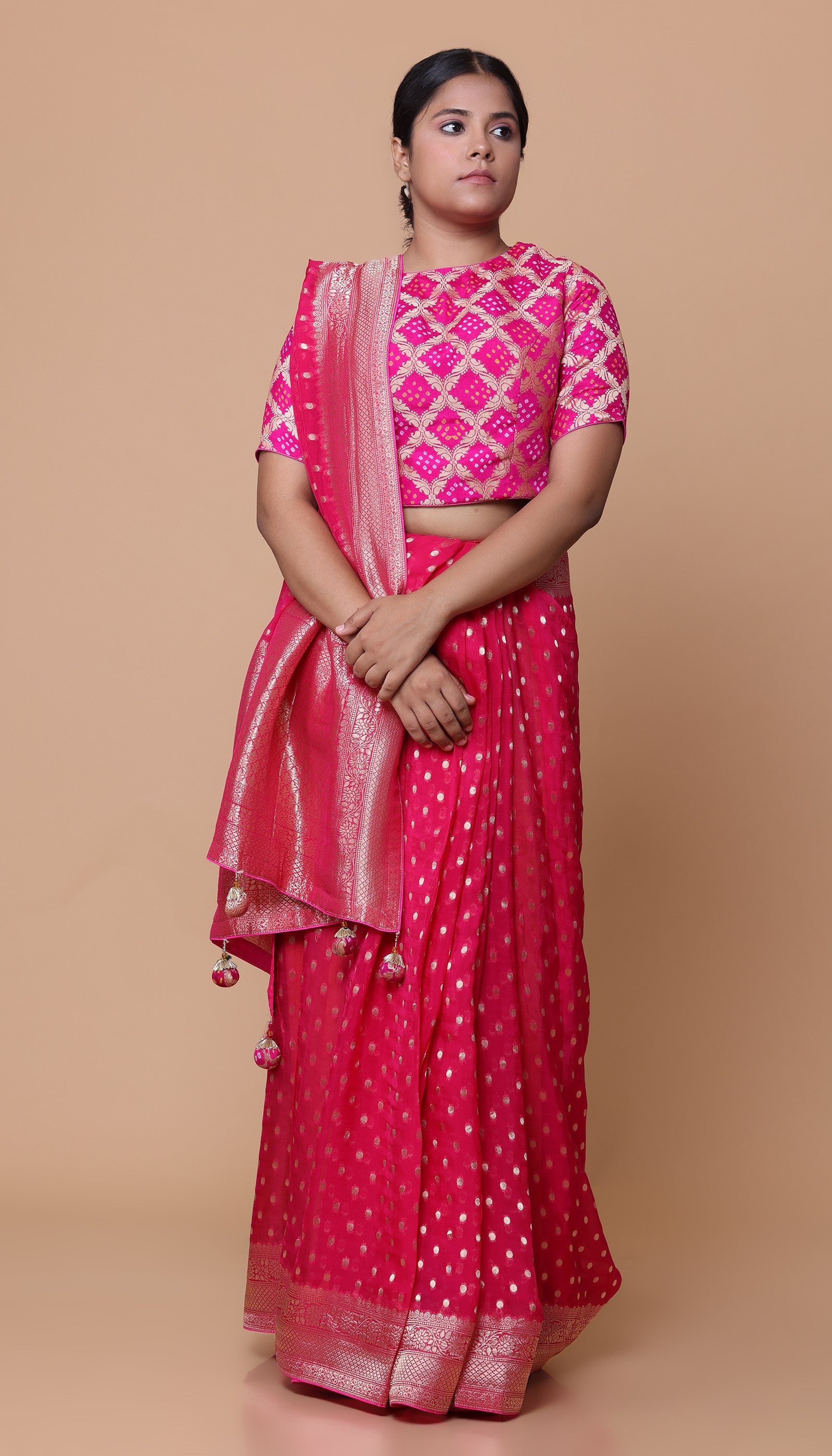 Magenta Organza Saree